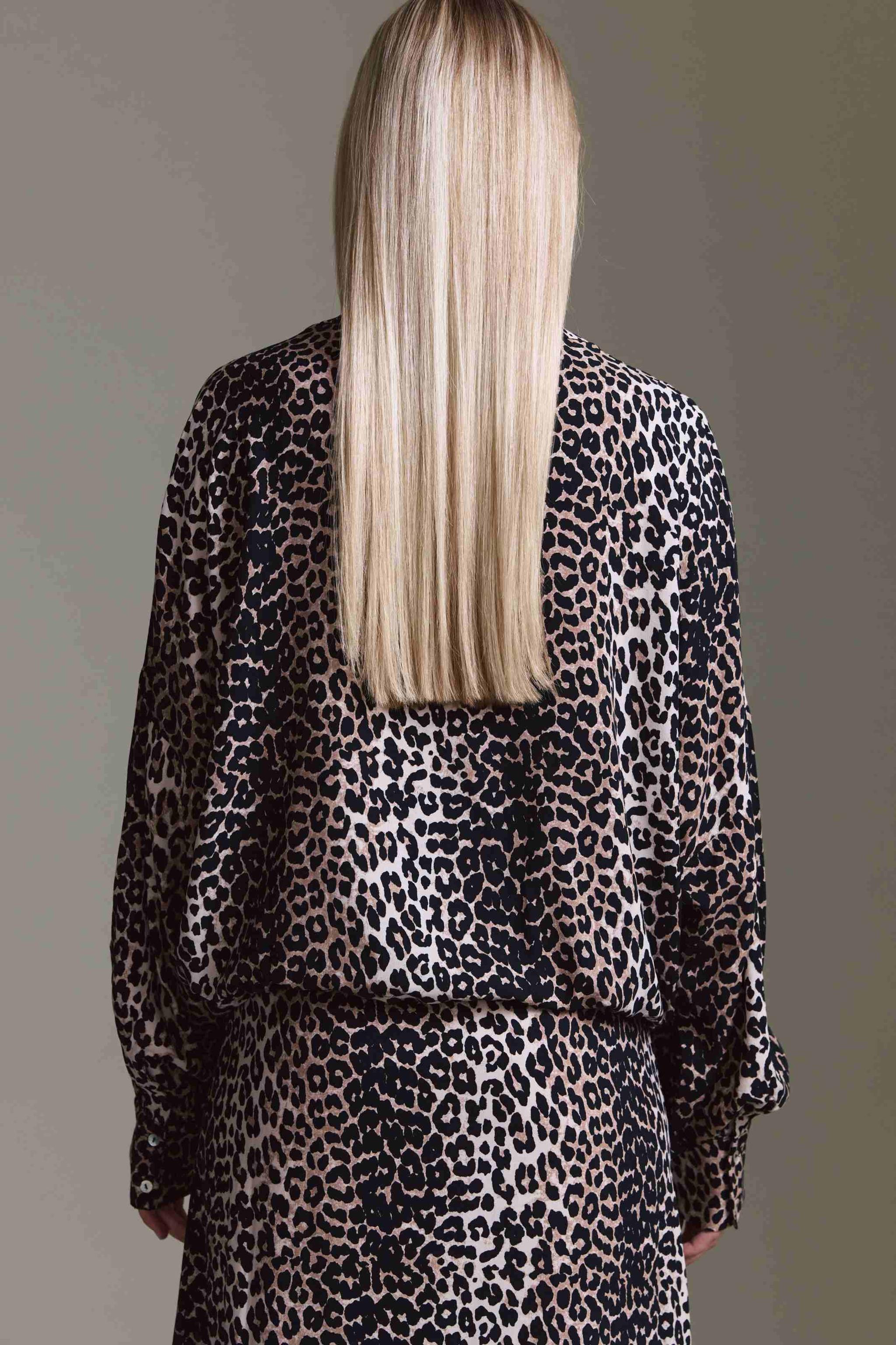 Oversized Bluse Mit Ballonärmeln Und Leo Aop