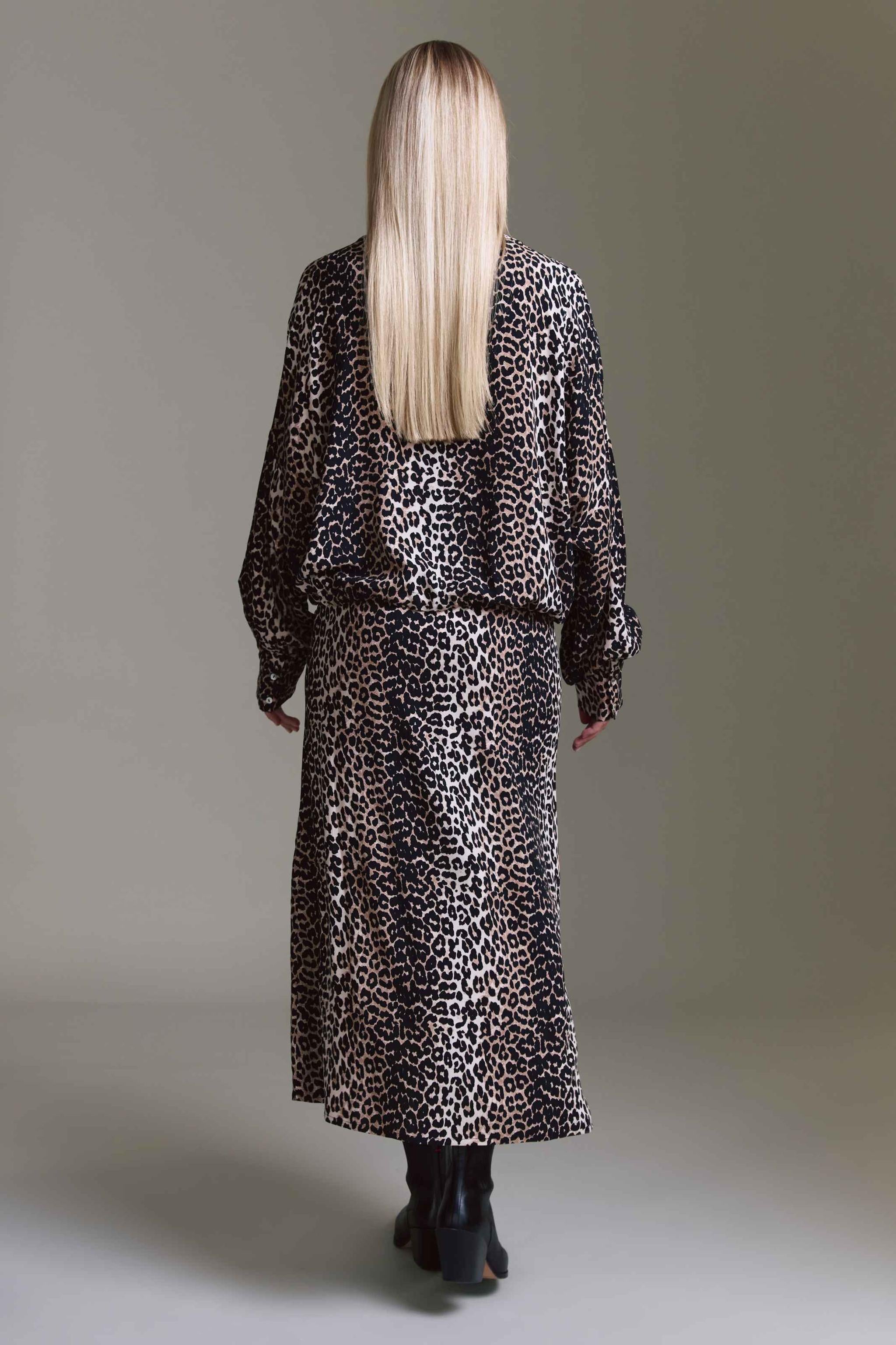 Oversized Bluse Mit Ballonärmeln Und Leo Aop