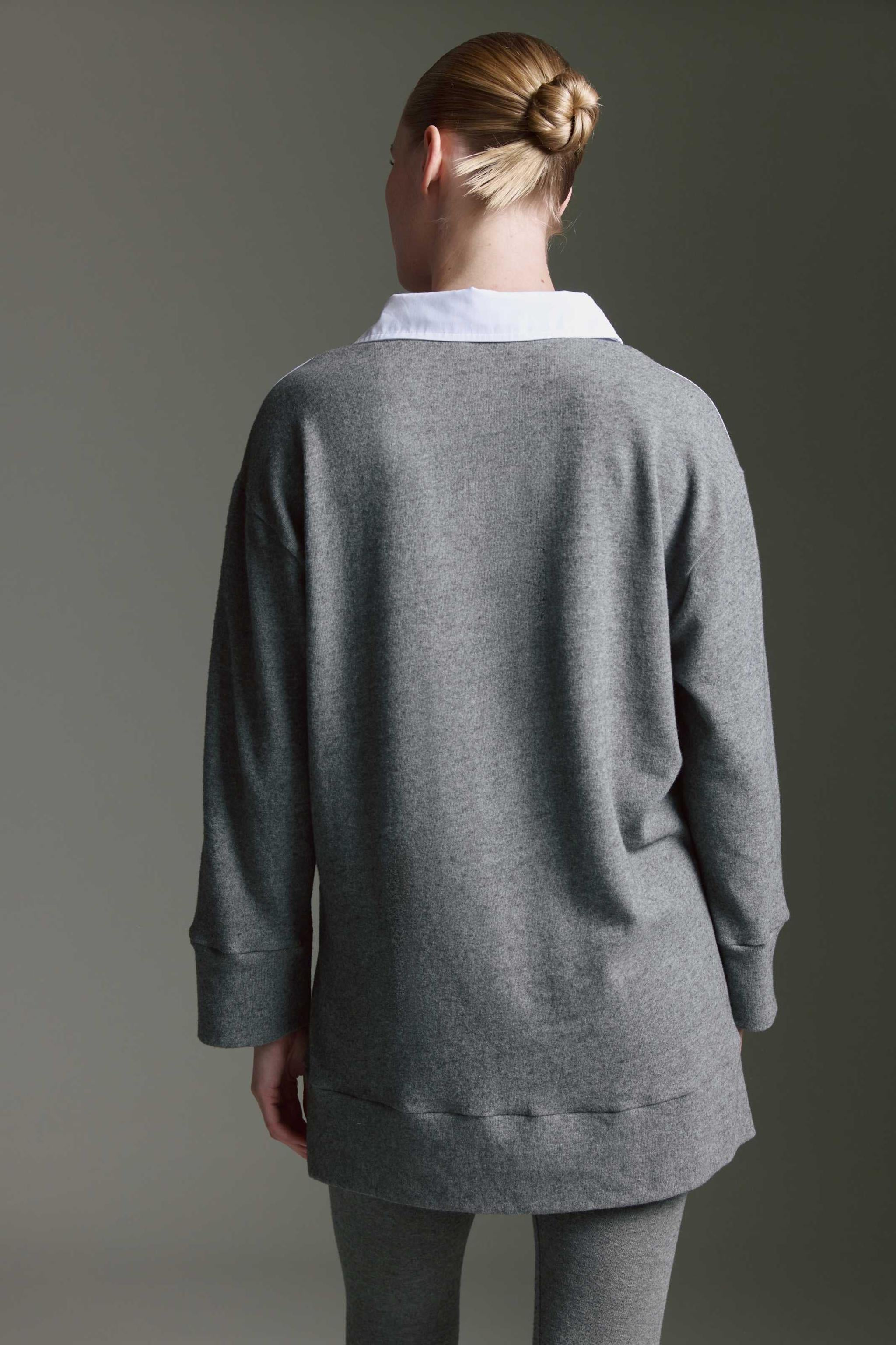 Oversized Bluse Mit Soft Touch Material-Mix