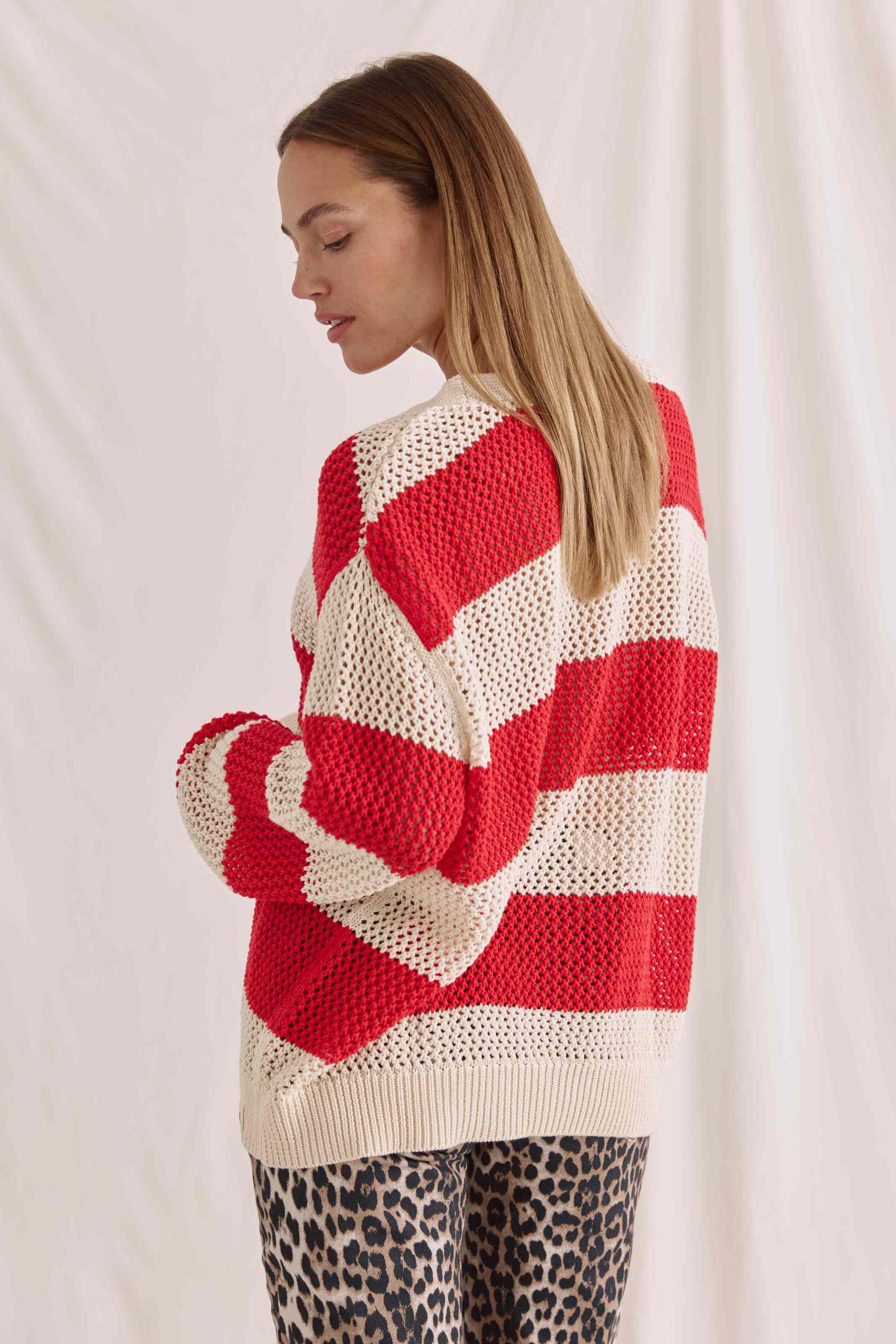 Offen Gestrickter Ringel Cardigan