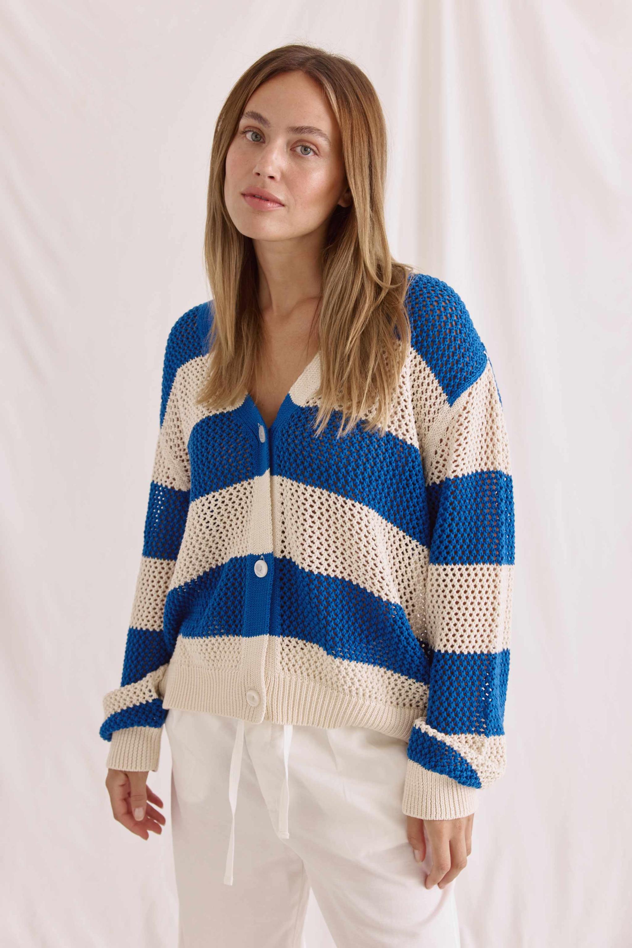 Offen Gestrickter Ringel Cardigan