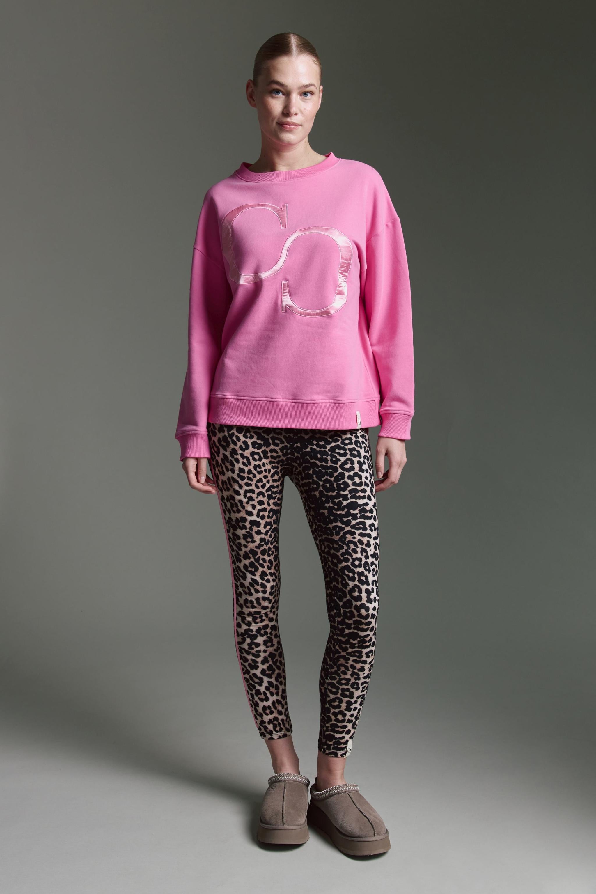 Softe Leggins Mit Hohem Bund, Leo Aop Und Kontrastpaspel