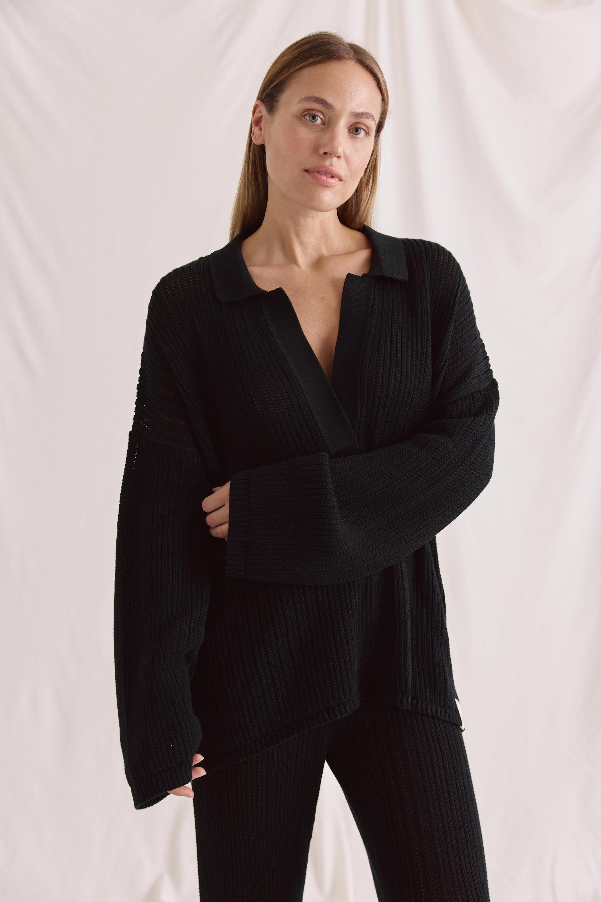 Offen Gestricker Pullover Mit Rundhals