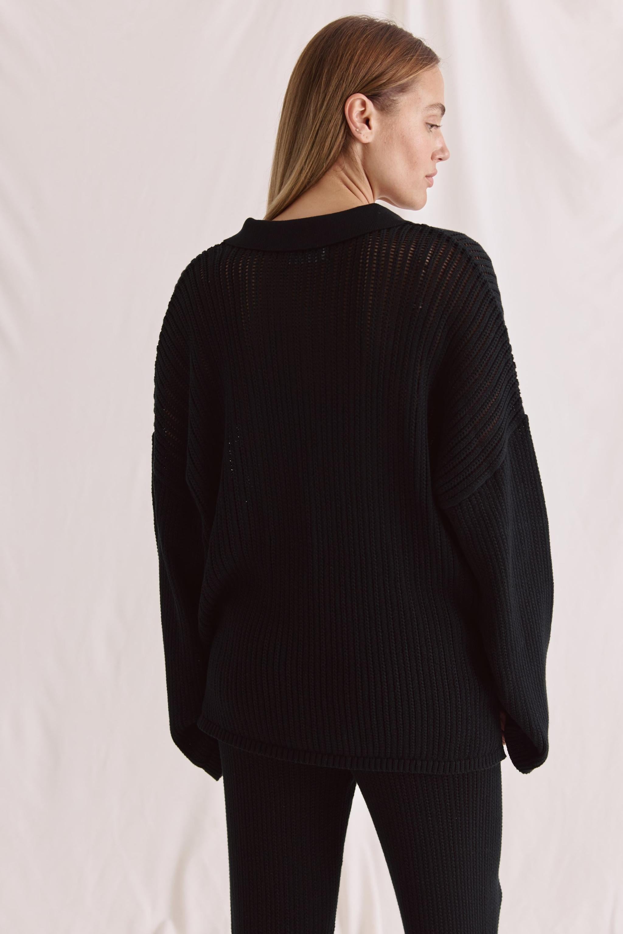 Offen Gestricker Pullover Mit Rundhals