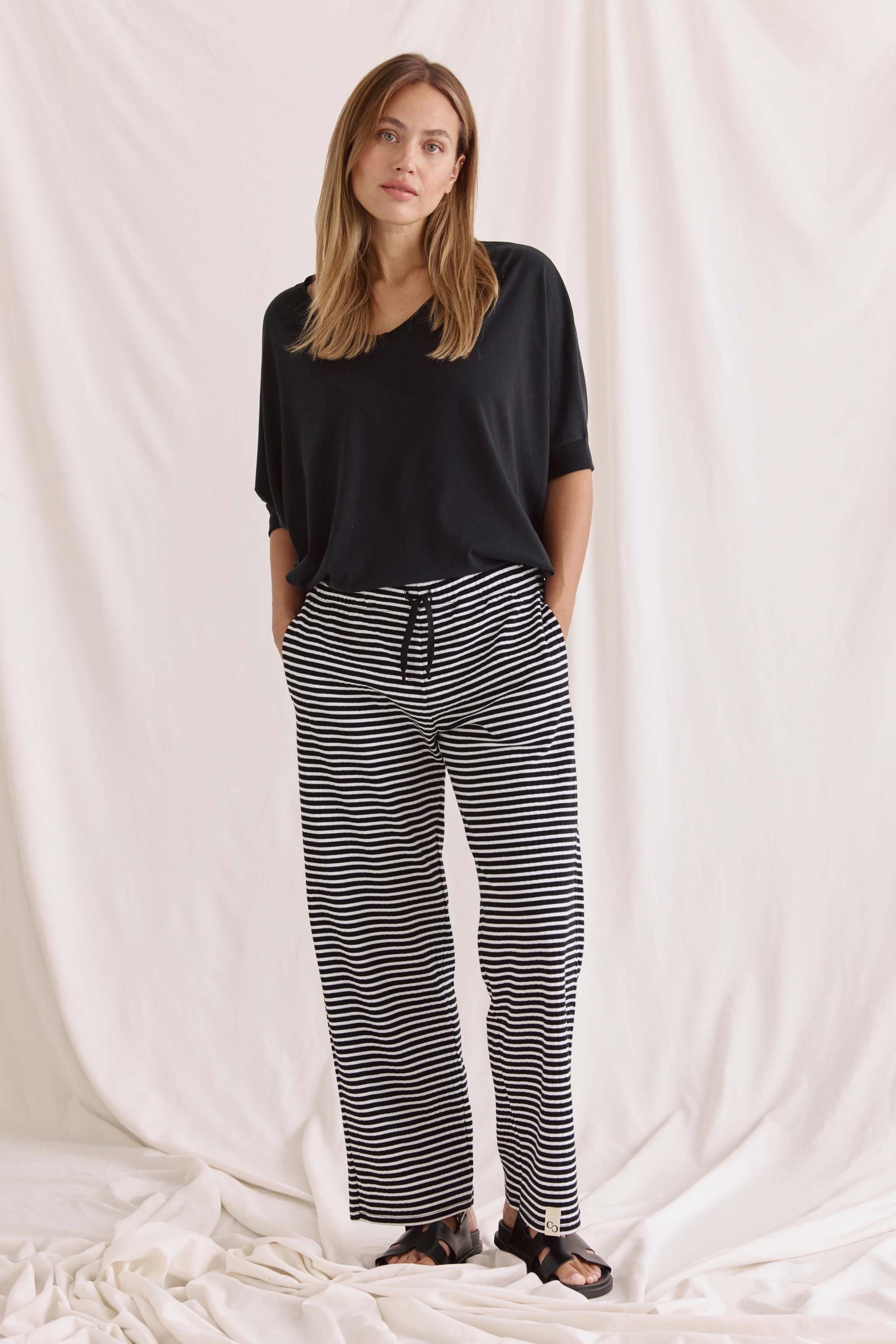 Gerippte Ringel Hose Mit Geradem Bein