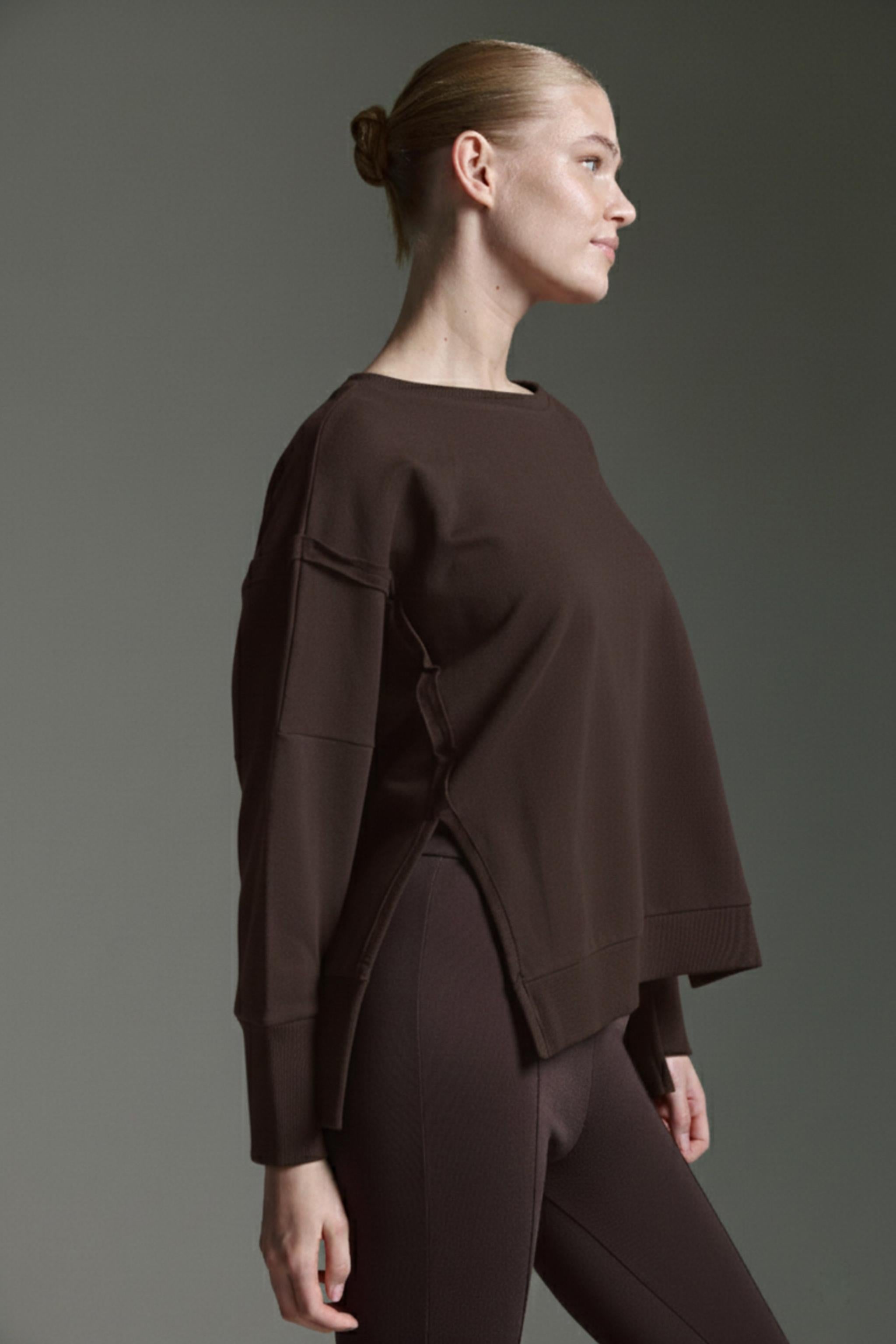 Sweatshirt Mit Weitem O-Hals Und Inside-Out Elementen