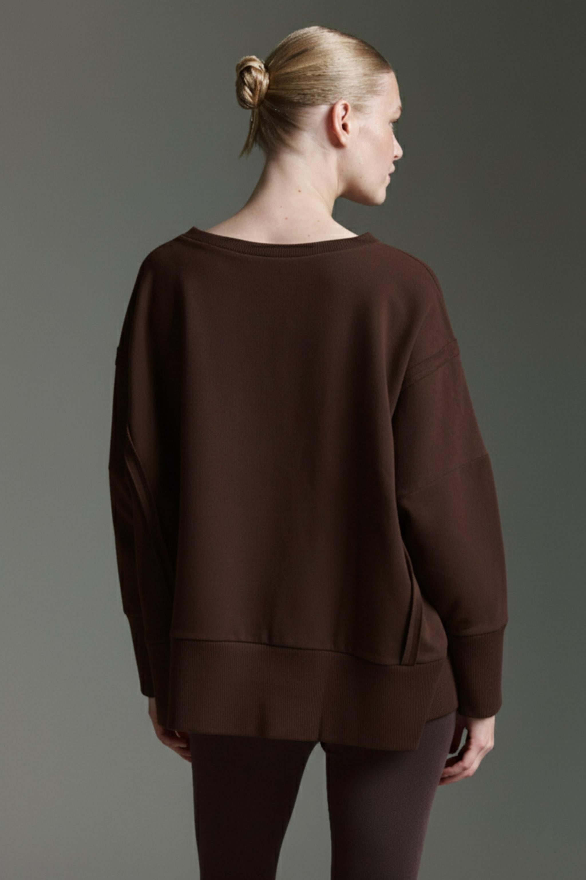 Sweatshirt Mit Weitem O-Hals Und Inside-Out Elementen