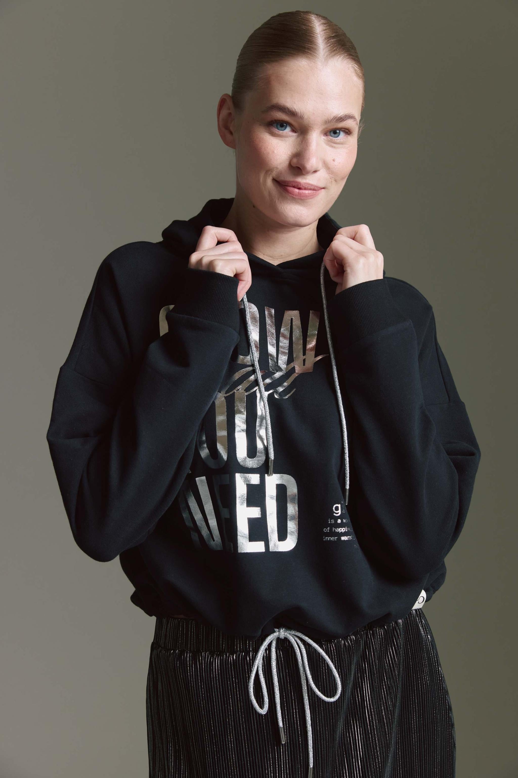 Sweatshirt Mit Kapuze, Tunnelzug Und Druck
