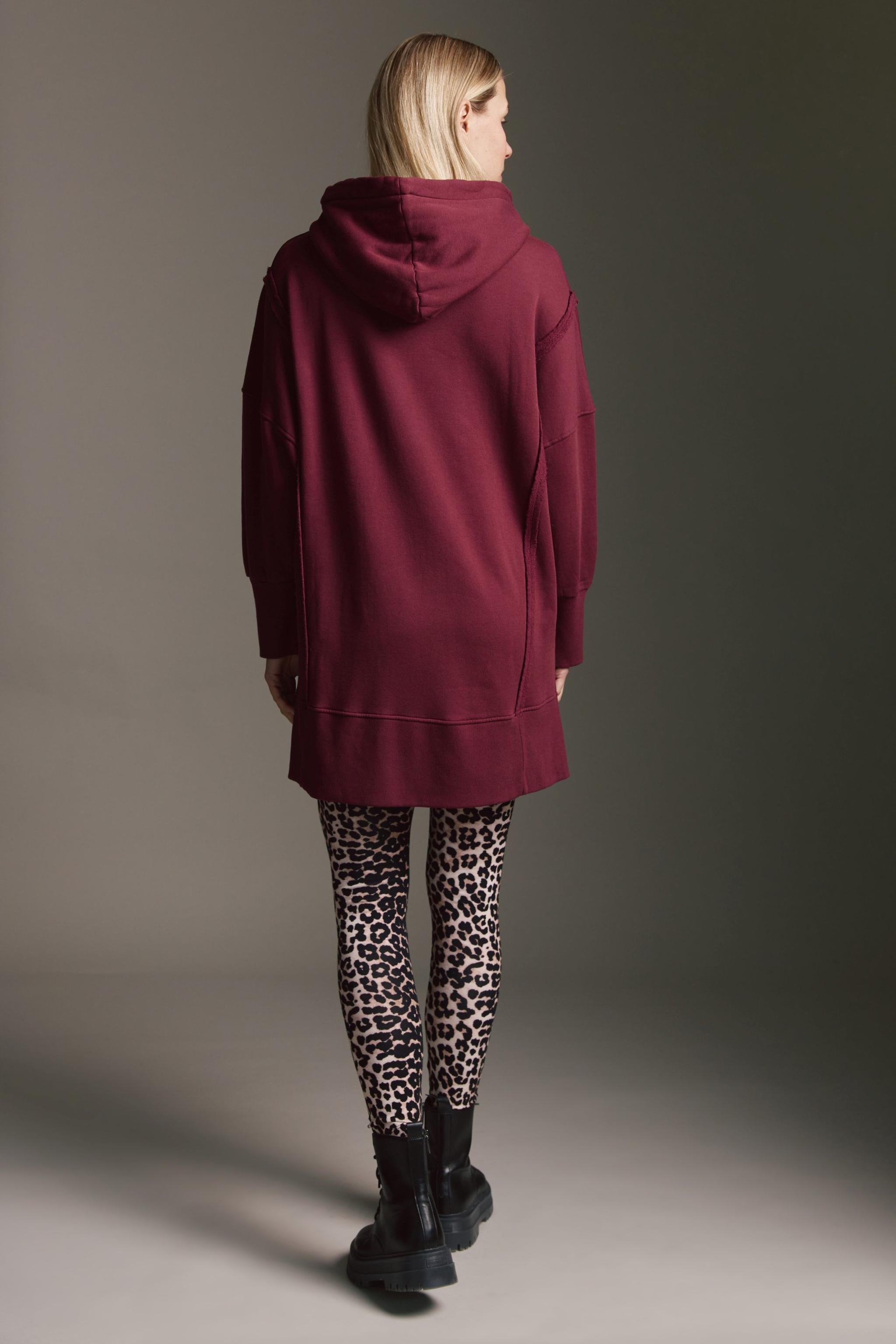 Softes Long Sweatshirt Mit Kapuze, Inside-Out Elementen Und Seitenschlitz