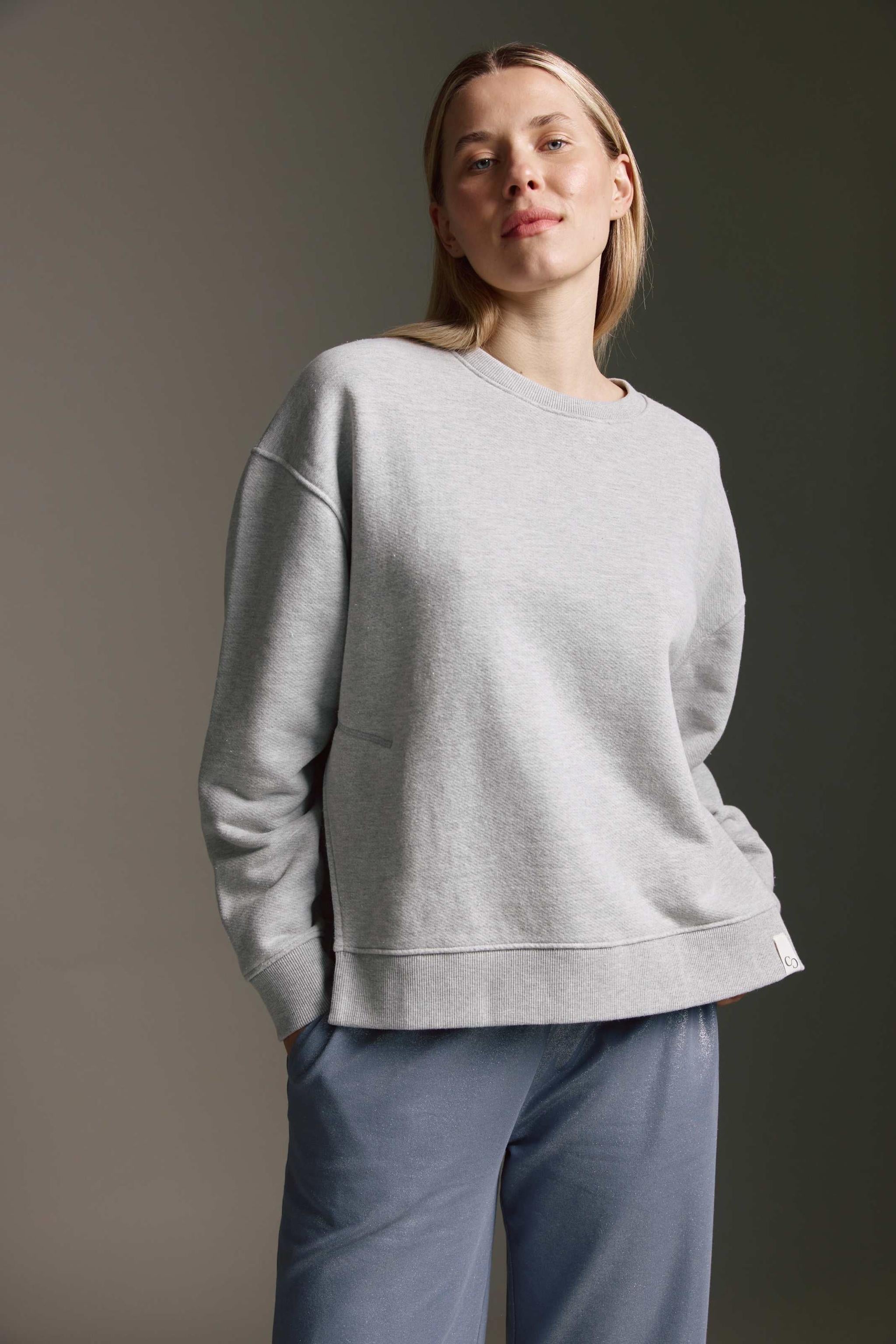 Heavy Weight Sweatshirt Mit Rundhals Und Offenen Seitennähten