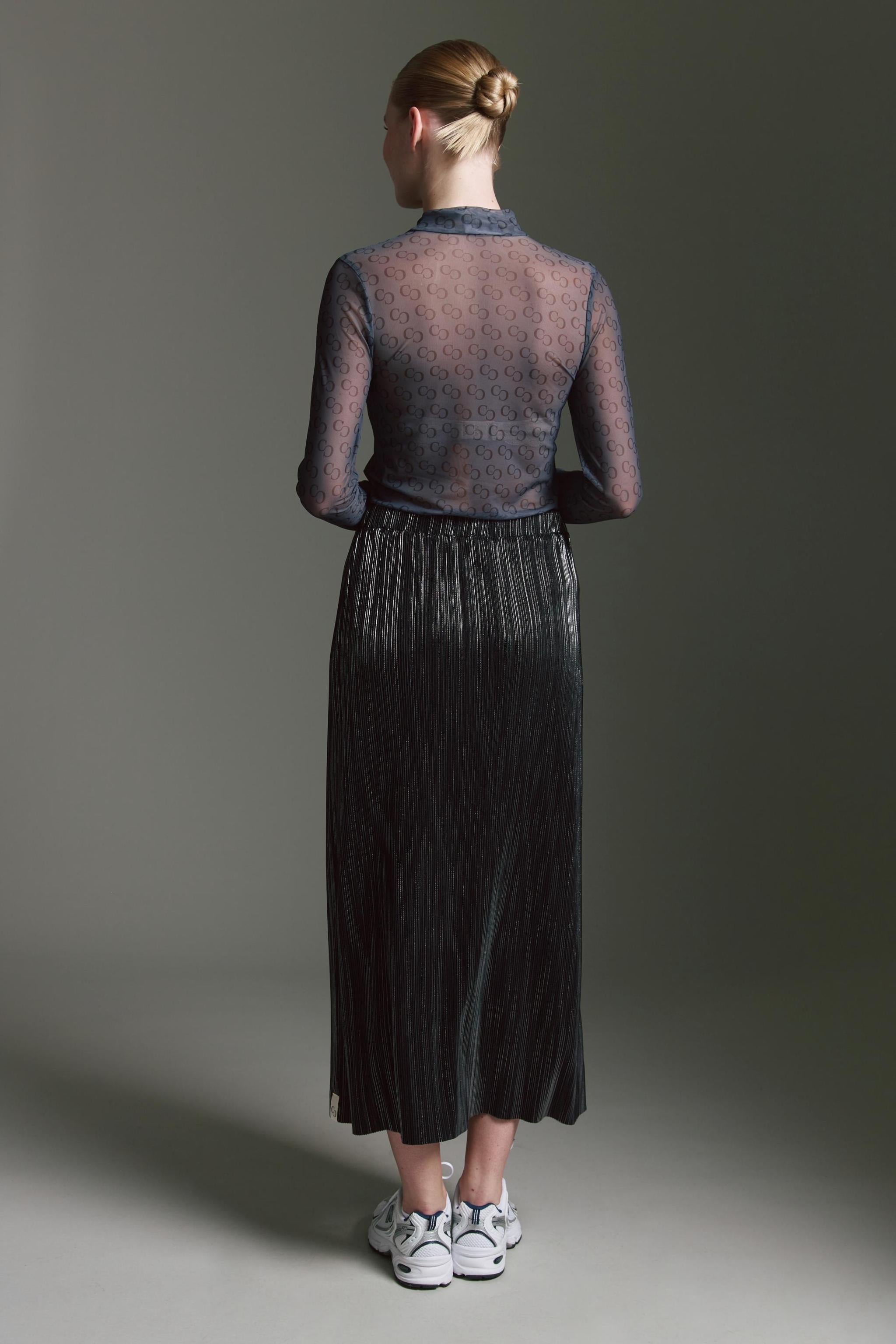 Sheer Langarmshirt Mit Stehkragen Und Logo Aop