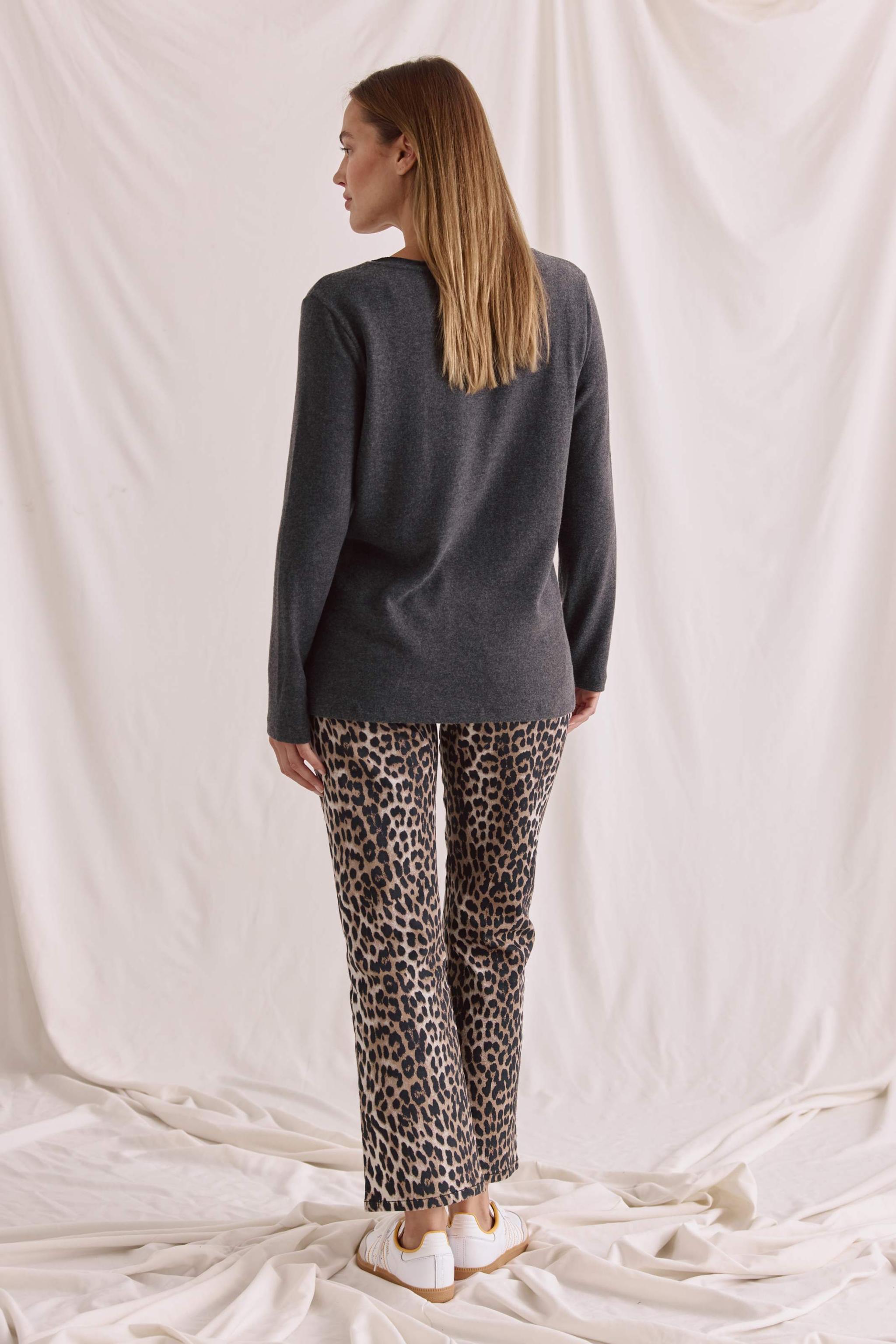 Cozy Langarmshirt Mit O-Hals Und Rollkanten