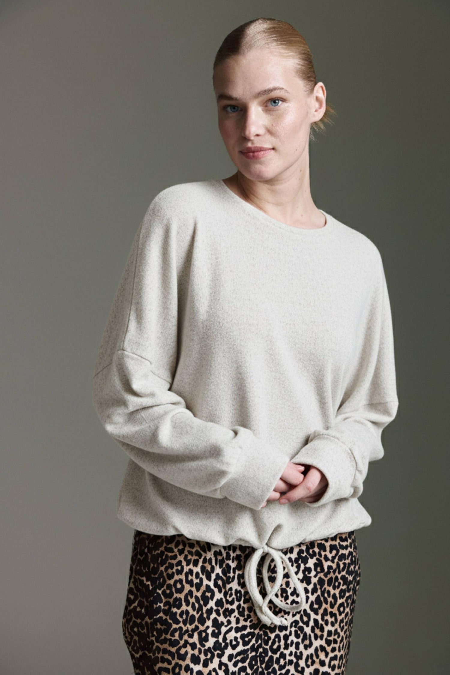 Cozy Langarmshirt Mit Ballonärmeln Und Tunnelzug Am Saum