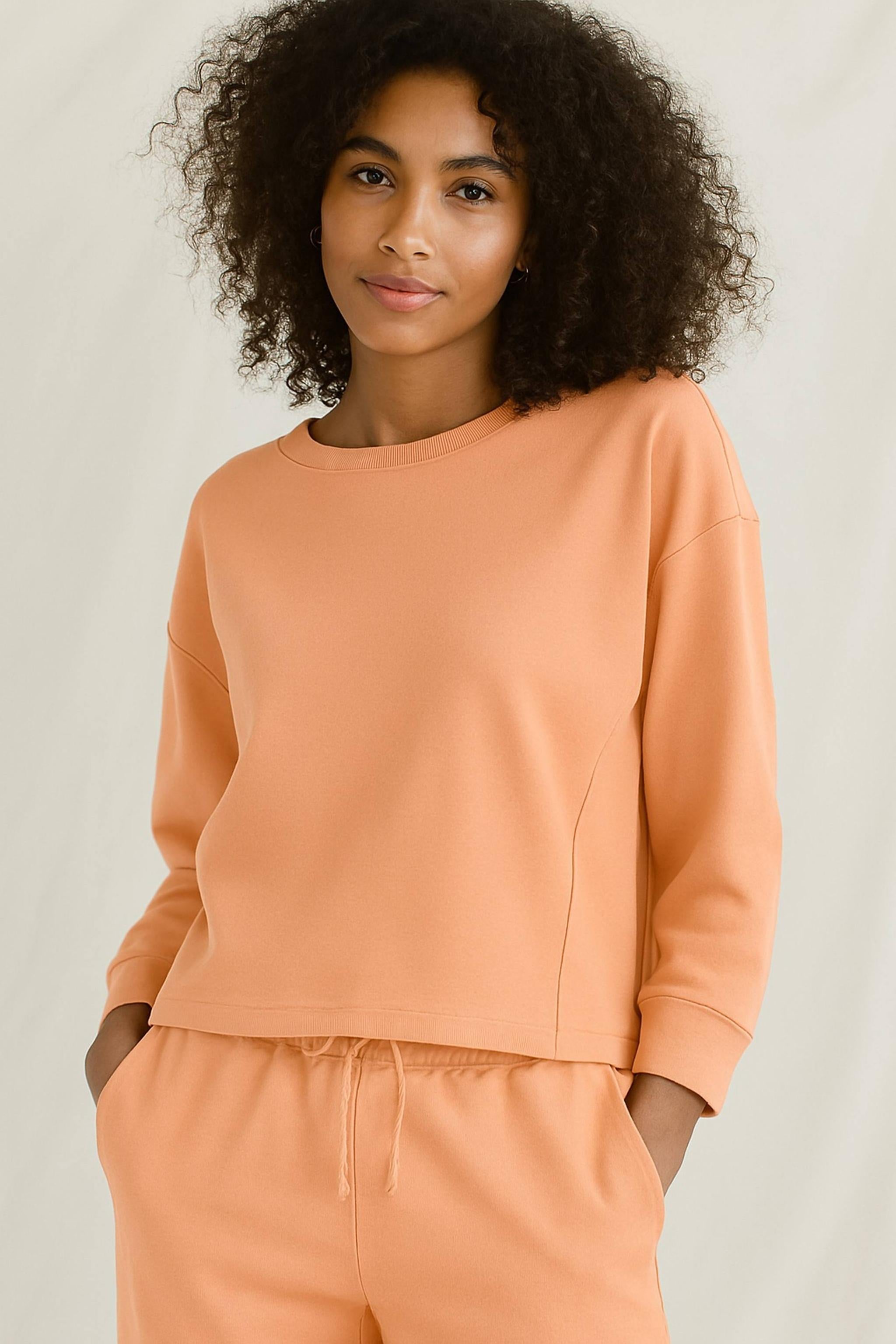 Langarmshirt Mit Rundhals, Offenen Kanten Und Rückendetail