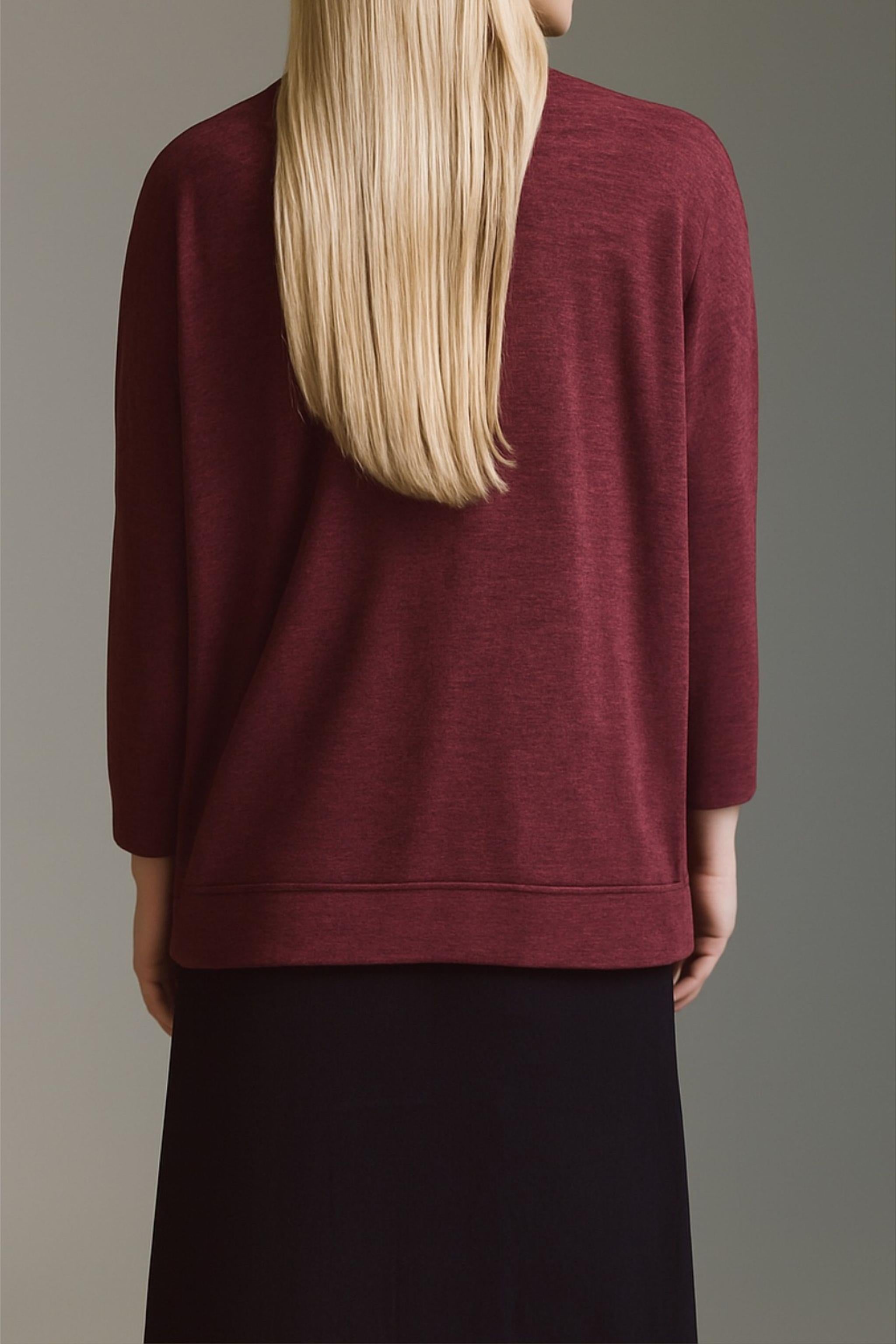 Strickoptik Langarmshirt Mit Weitem V-Hals Und Saumversatz