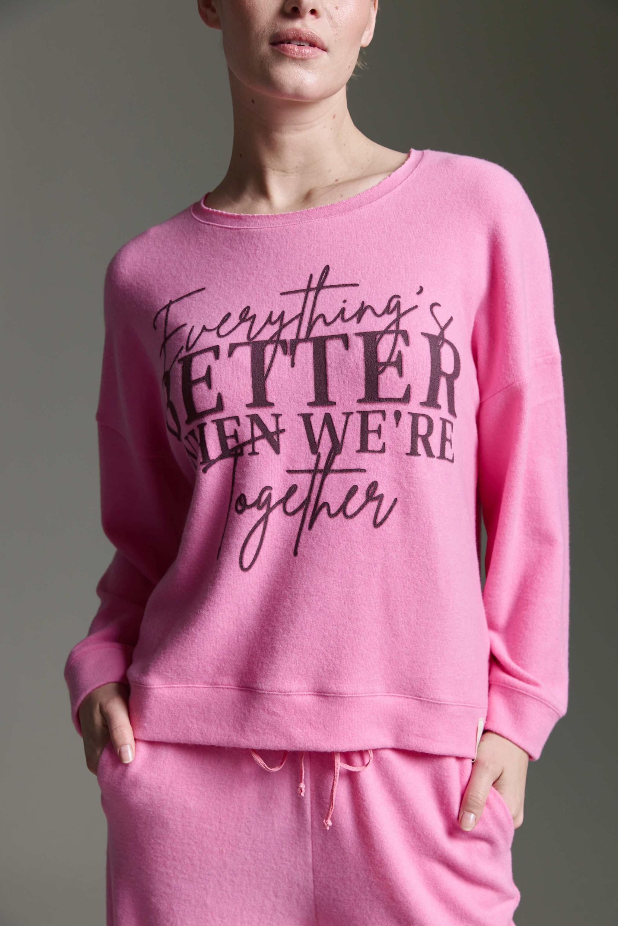 Cozy Oversized Langarmshirt Mit Seitenschlitzen Und Druck