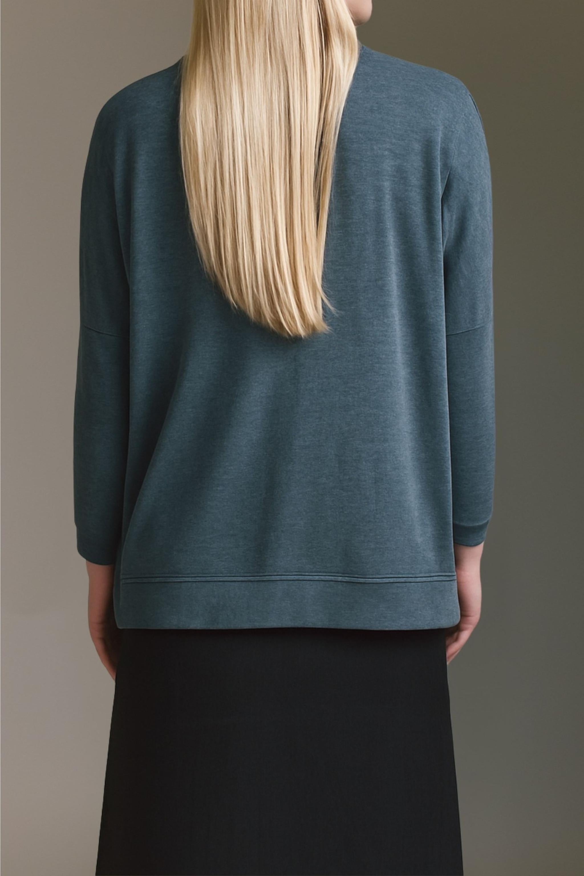 Strickoptik Langarmshirt Mit Weitem V-Hals Und Saumversatz