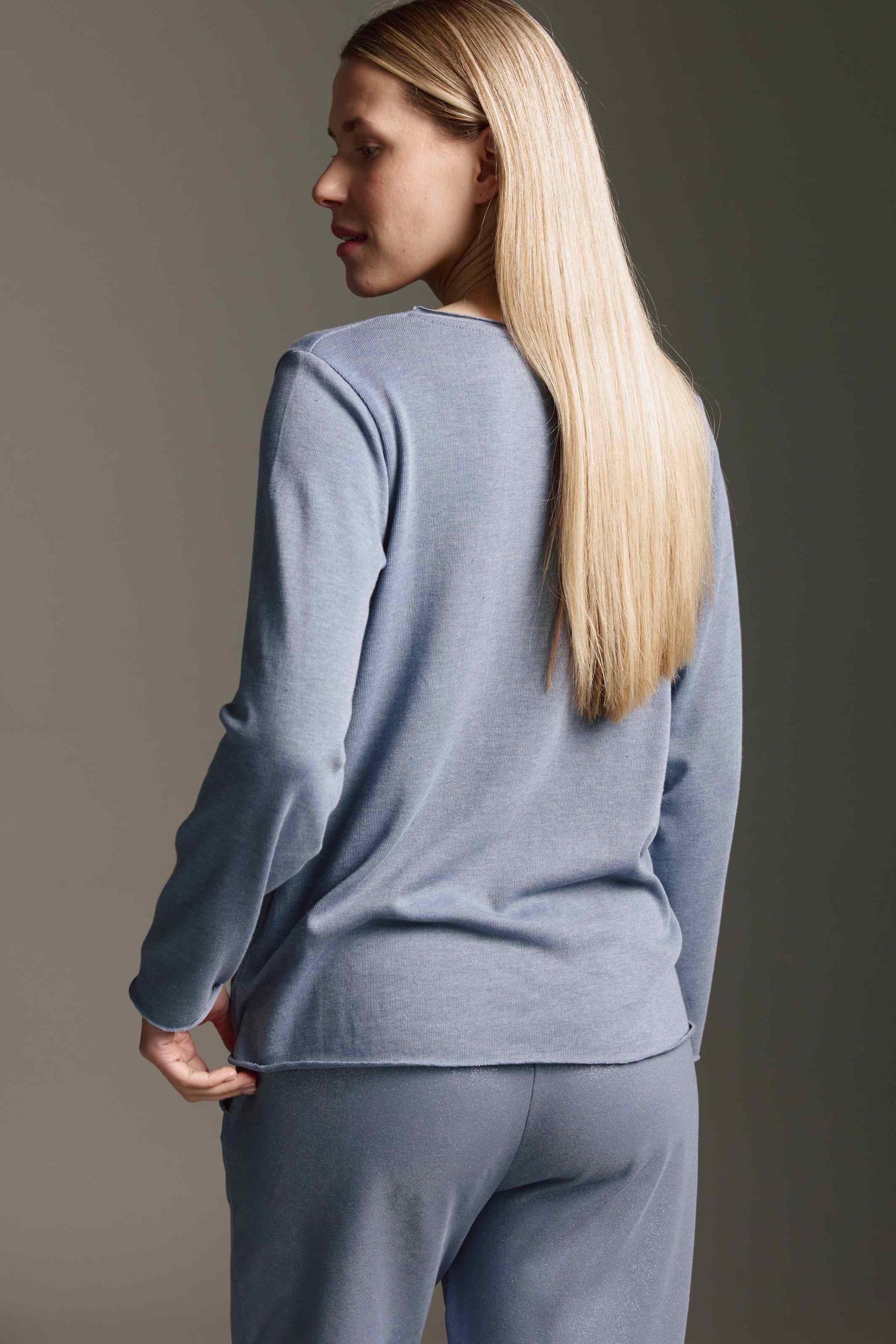 Strickoptik Langarmshirt Mit Rundhals Und Rollkanten