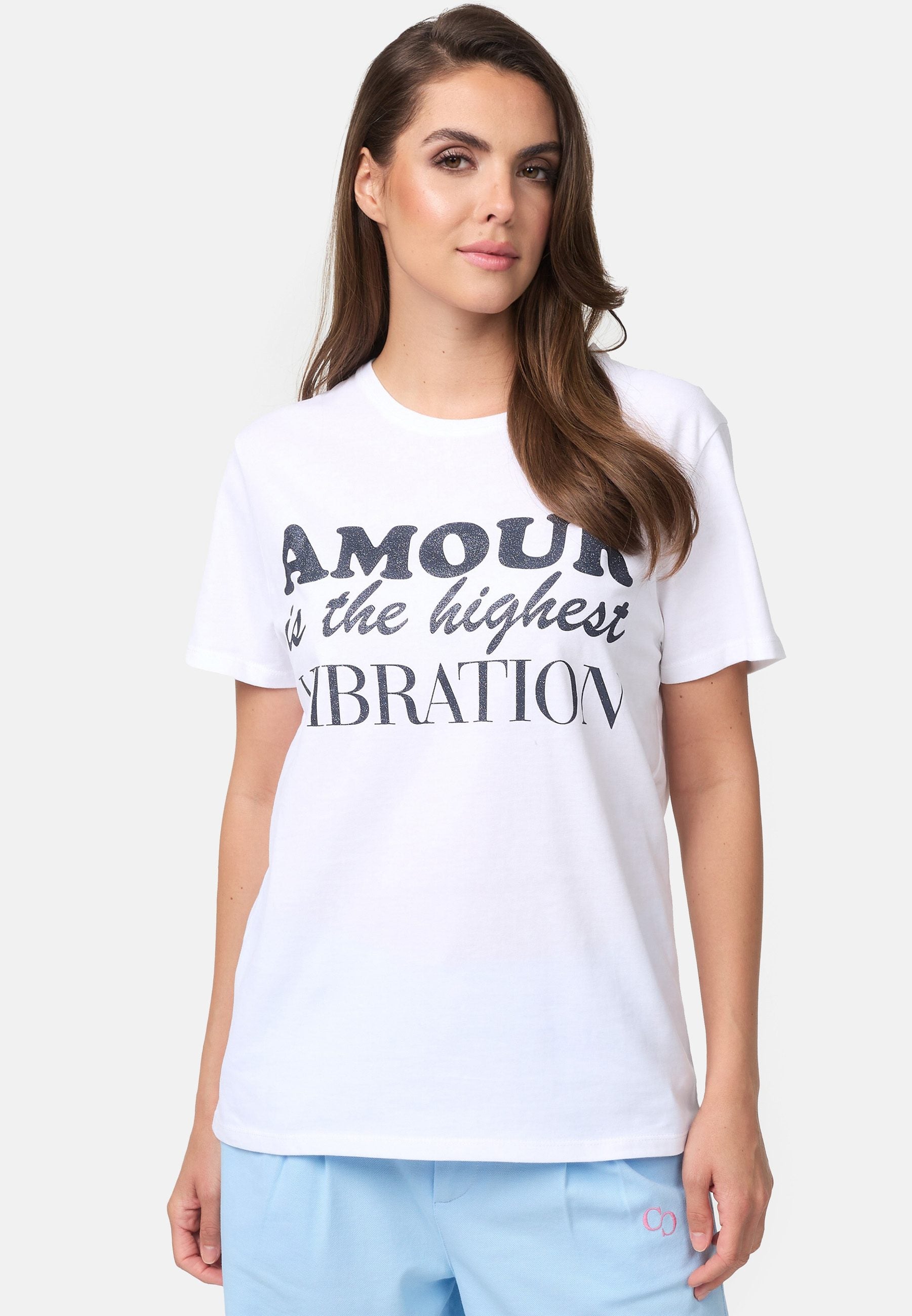 Soft T-Shirt Mit Amour Is The Highest Vibration Glitter Druck