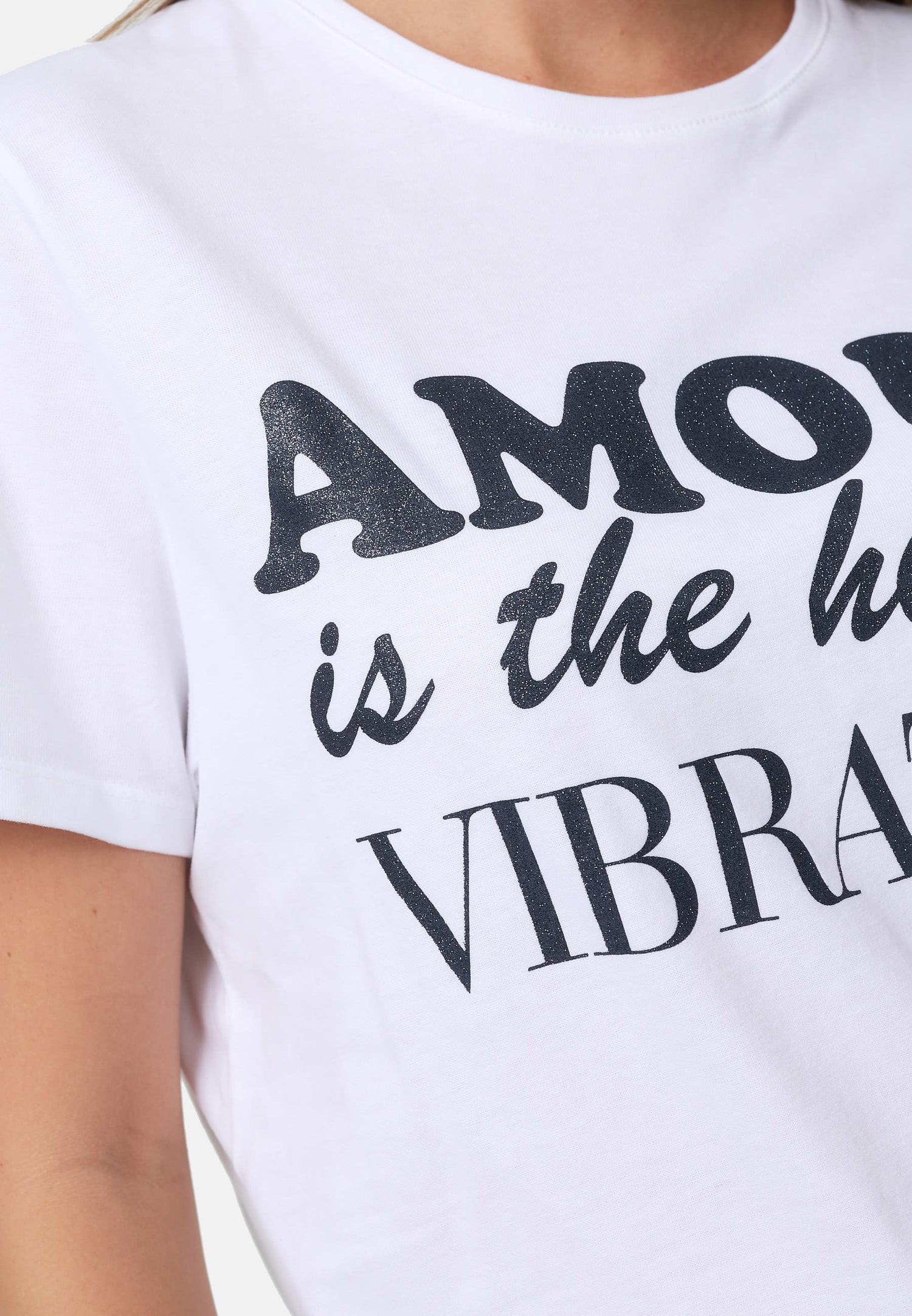 Soft T-Shirt Mit Amour Is The Highest Vibration Glitter Druck