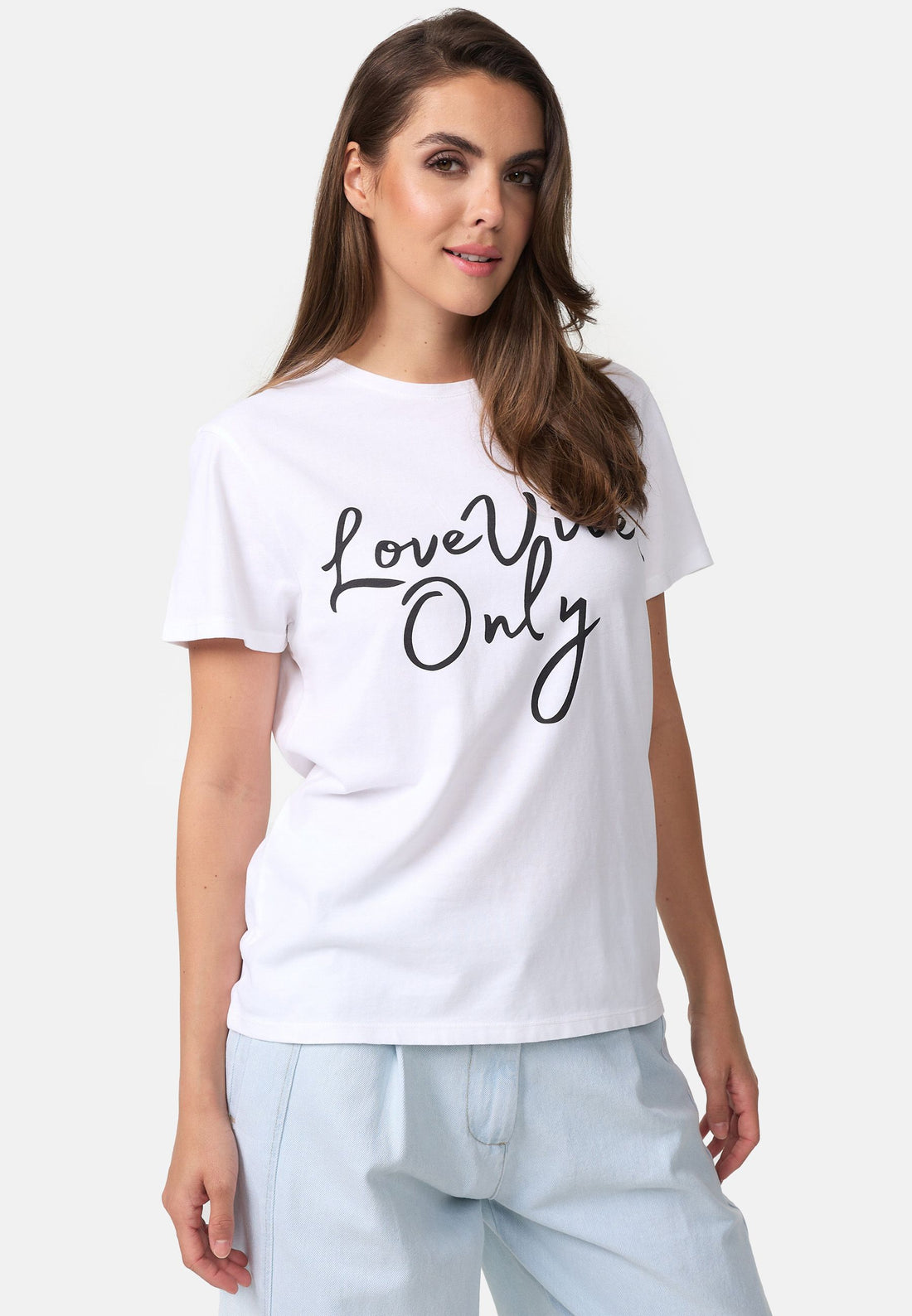 Soft T-Shirt Mit Love Vibes Only Druck