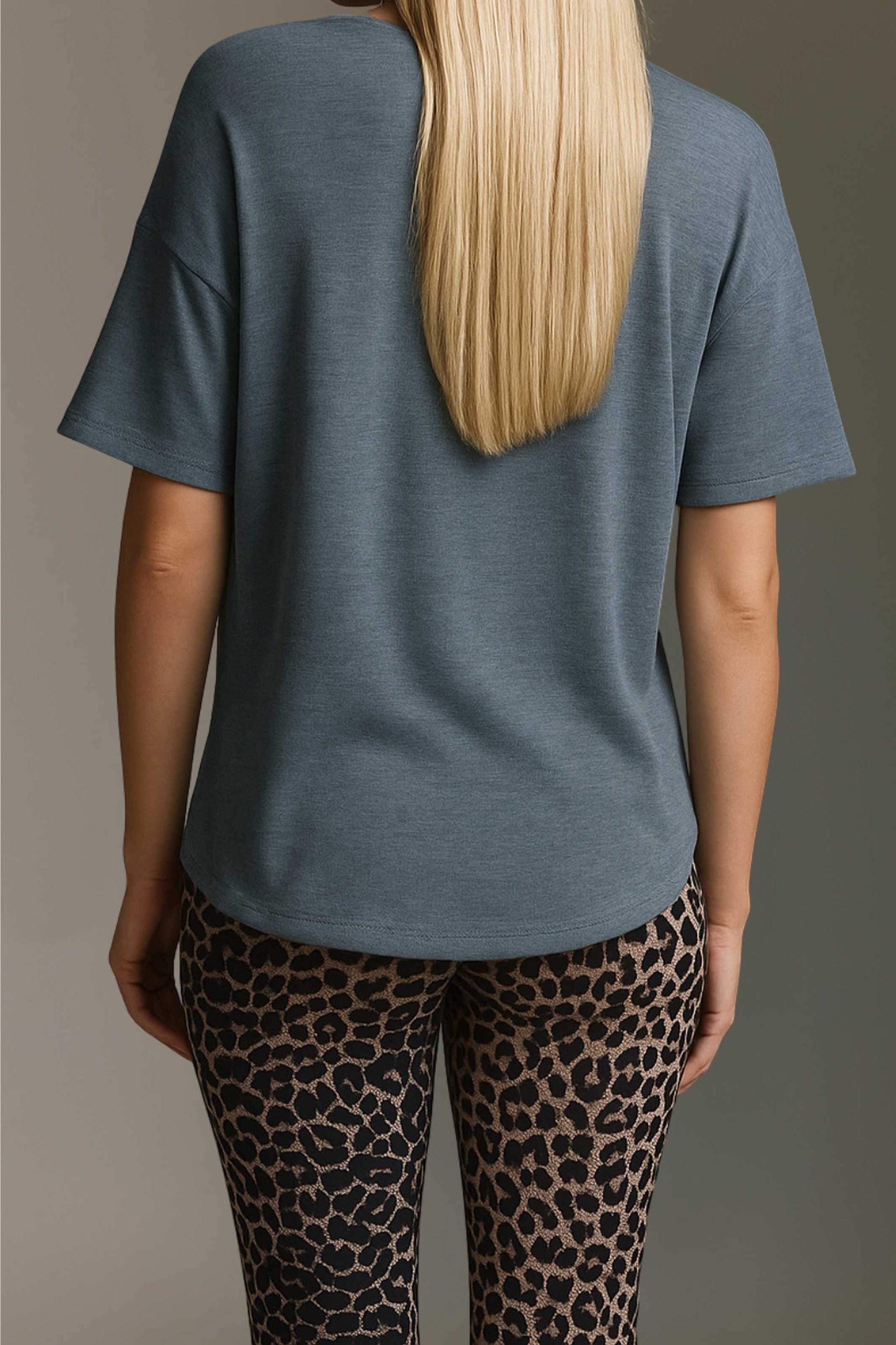 Strickoptik T-Shirt Mit V-Hals Und Seitenschlitzen