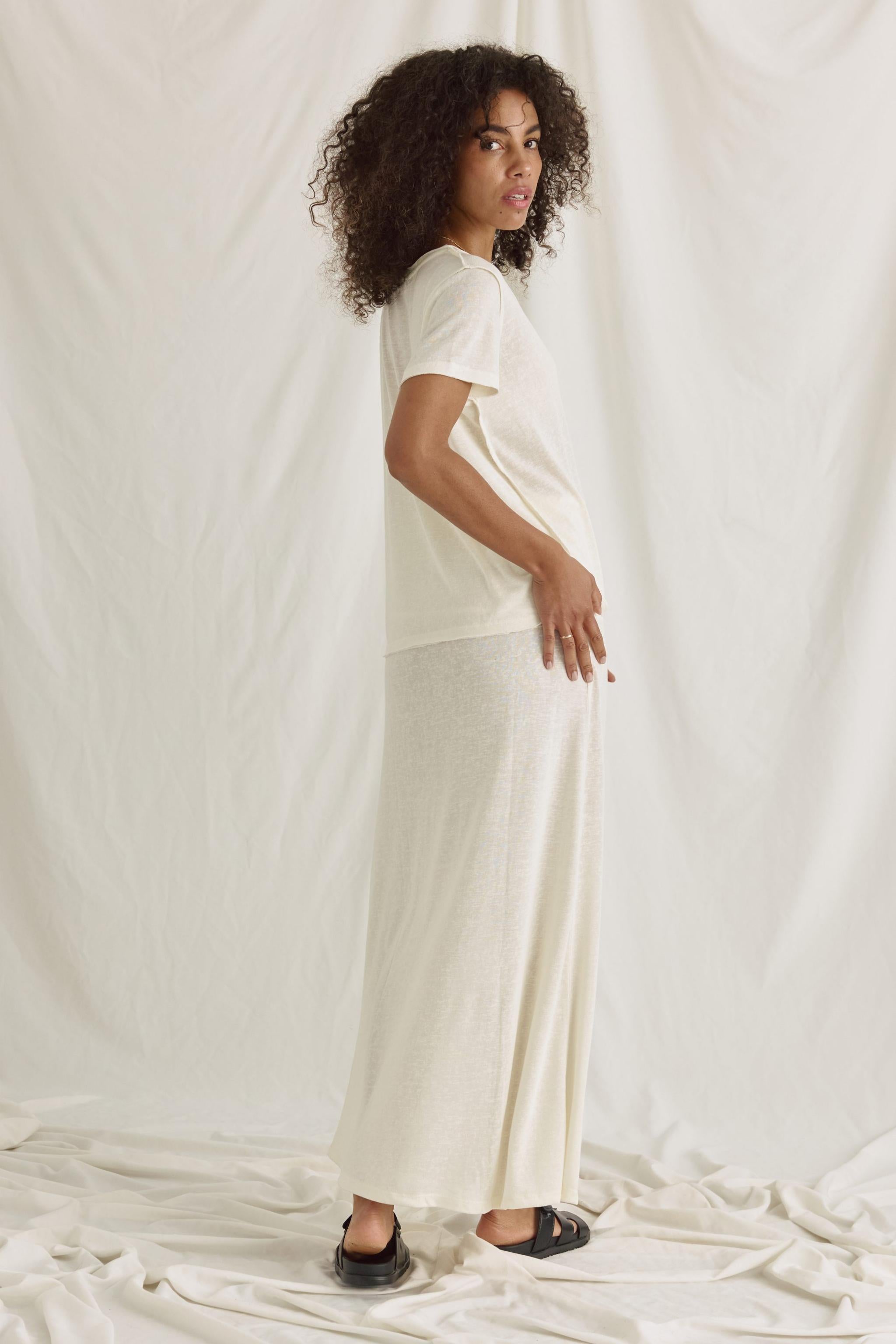 V-neck T-shirt with raw edges