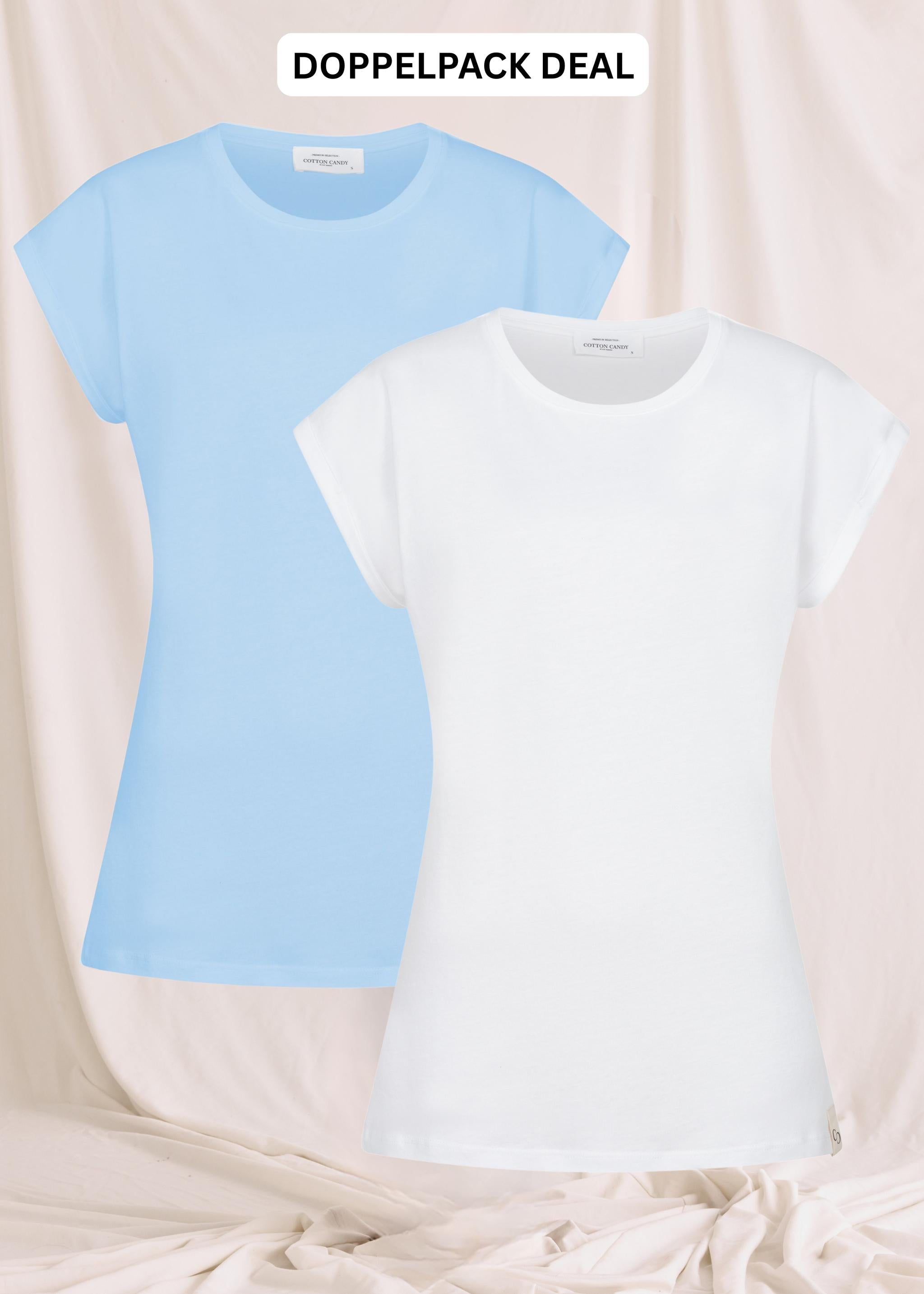 Basic T-Shirt Mit O-Neck Und Ärmelumschlag -Doppelpack