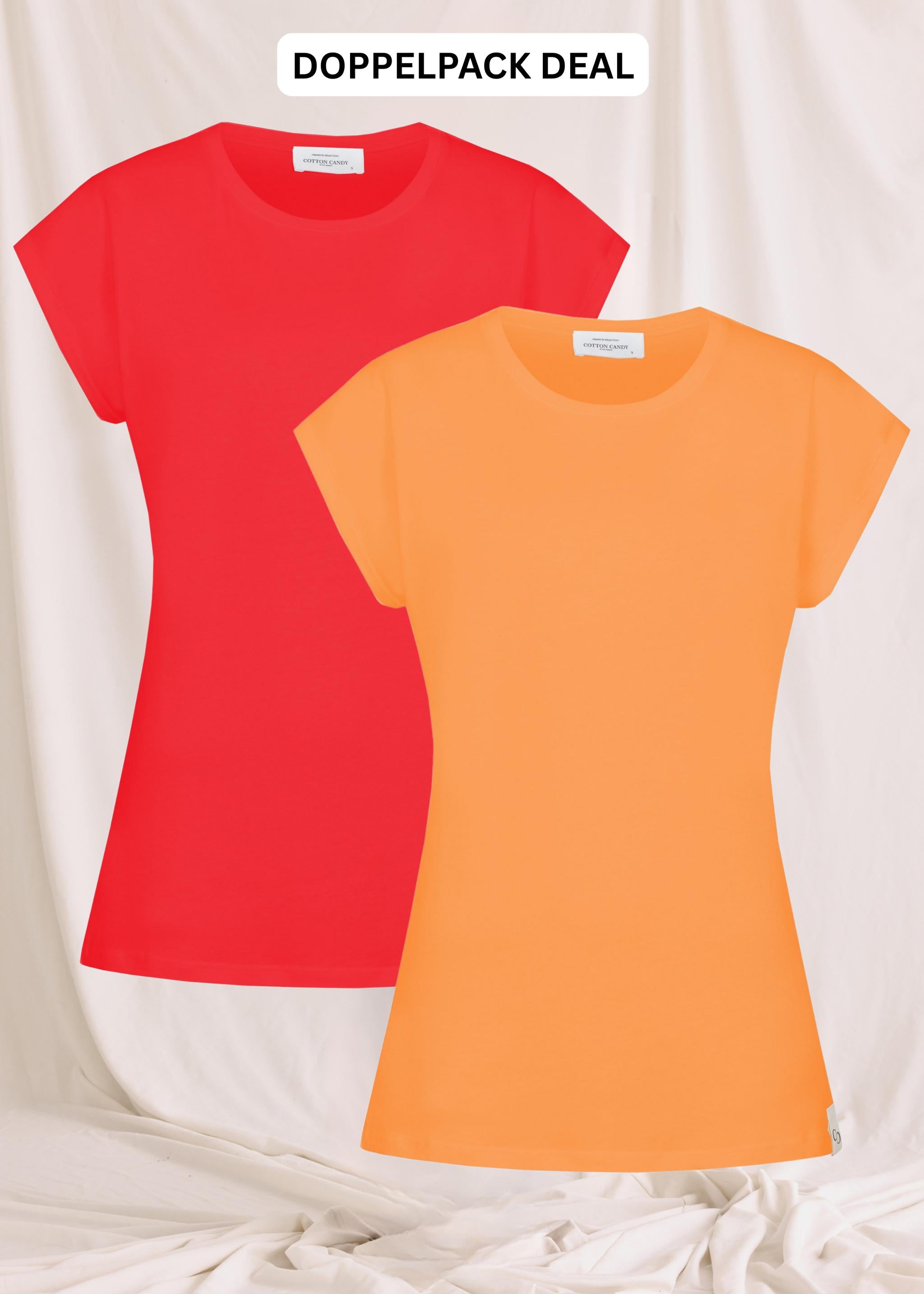Basic T-Shirt Mit O-Neck Und Ärmelumschlag -Doppelpack