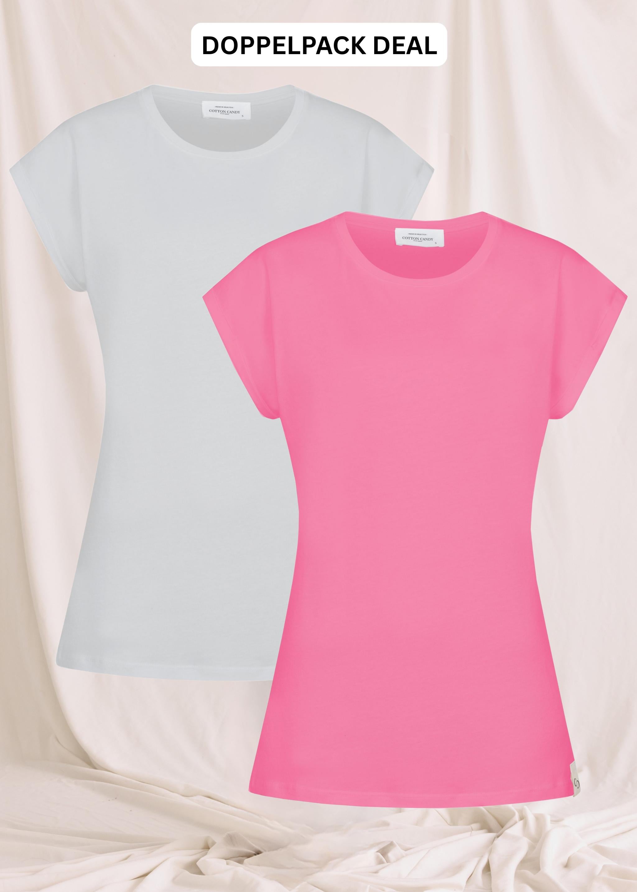Basic T-Shirt Mit O-Neck Und Ärmelumschlag -Doppelpack