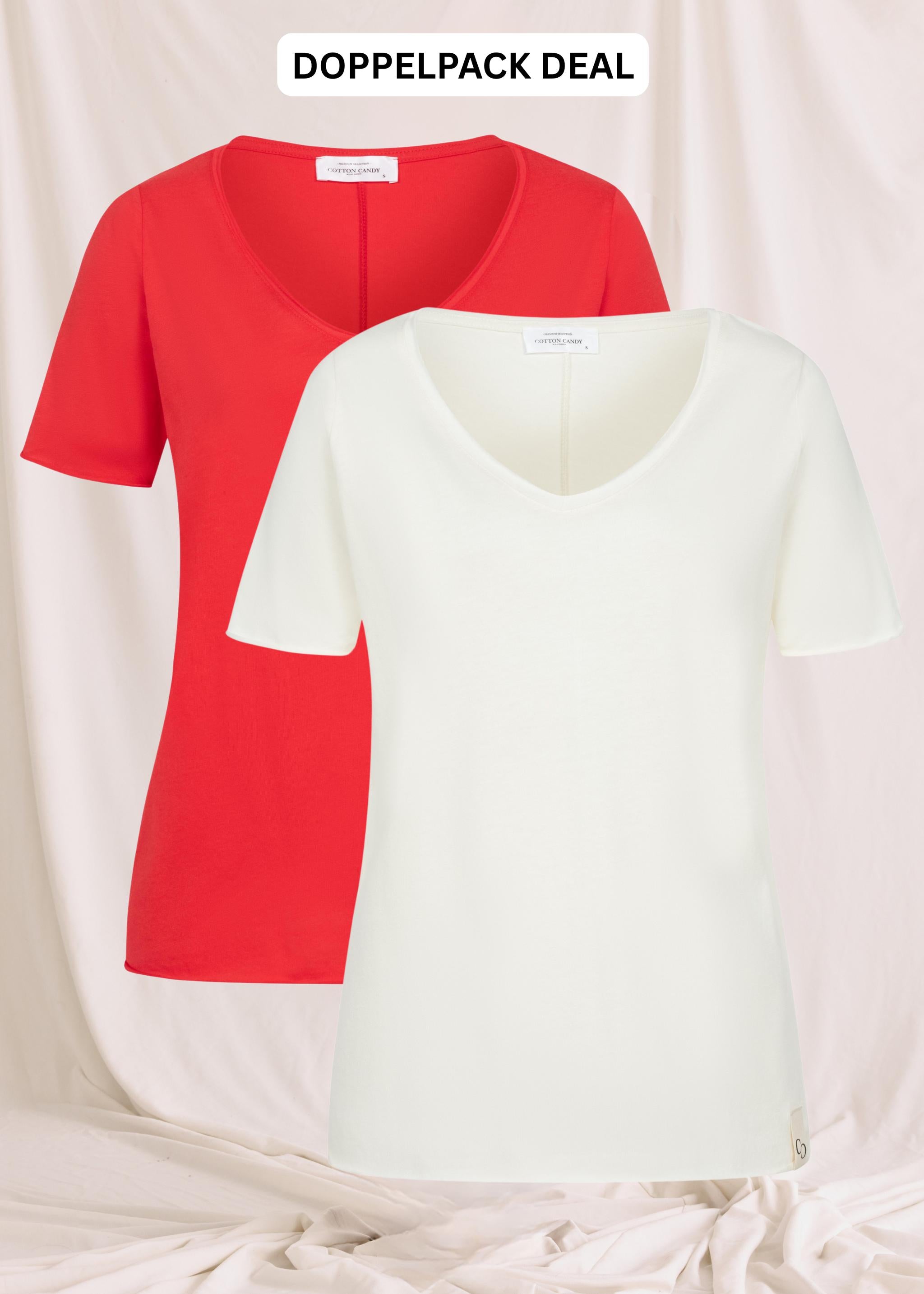 Softes T-Shirt Mit V-Hals -Doppelpack