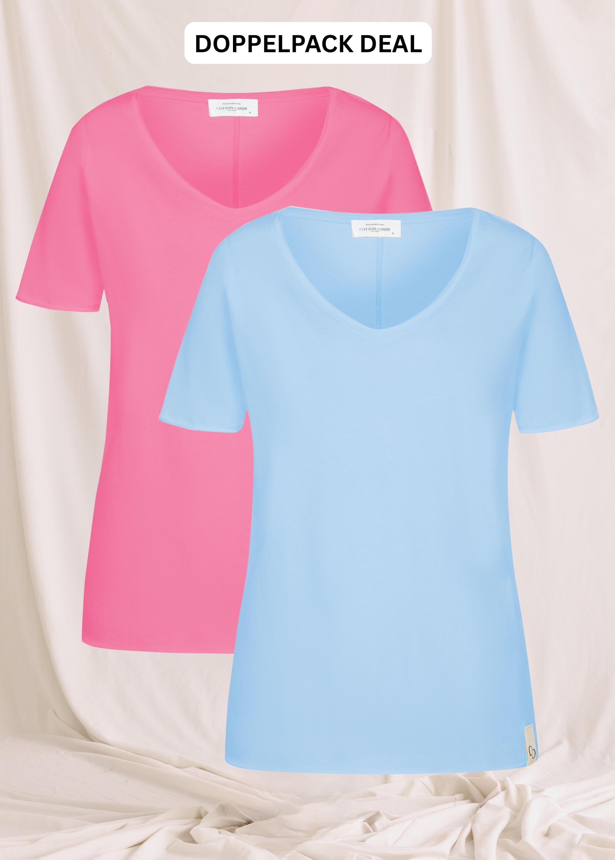 Softes T-Shirt Mit V-Hals -Doppelpack