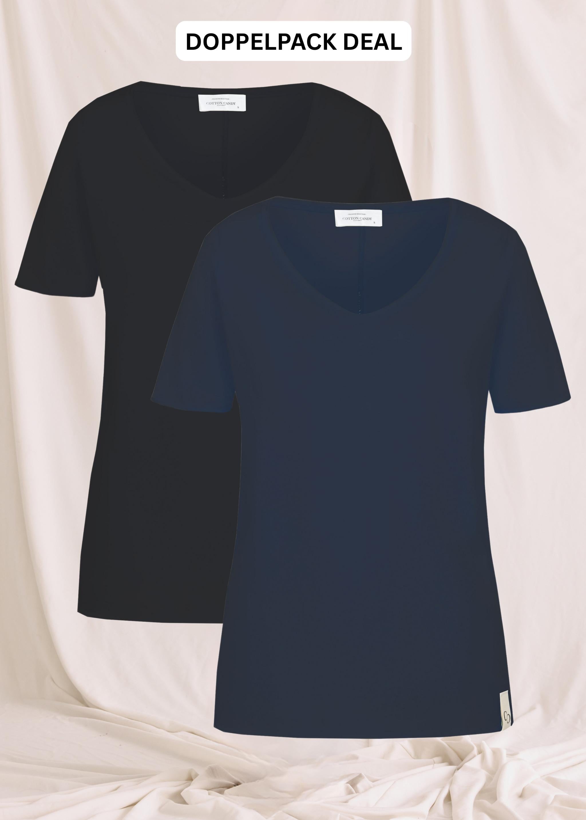 Softes T-Shirt Mit V-Hals -Doppelpack