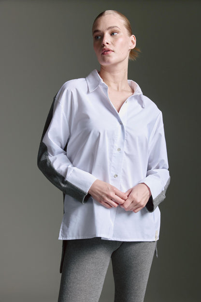 Oversized Bluse Mit Soft Touch Material-Mix