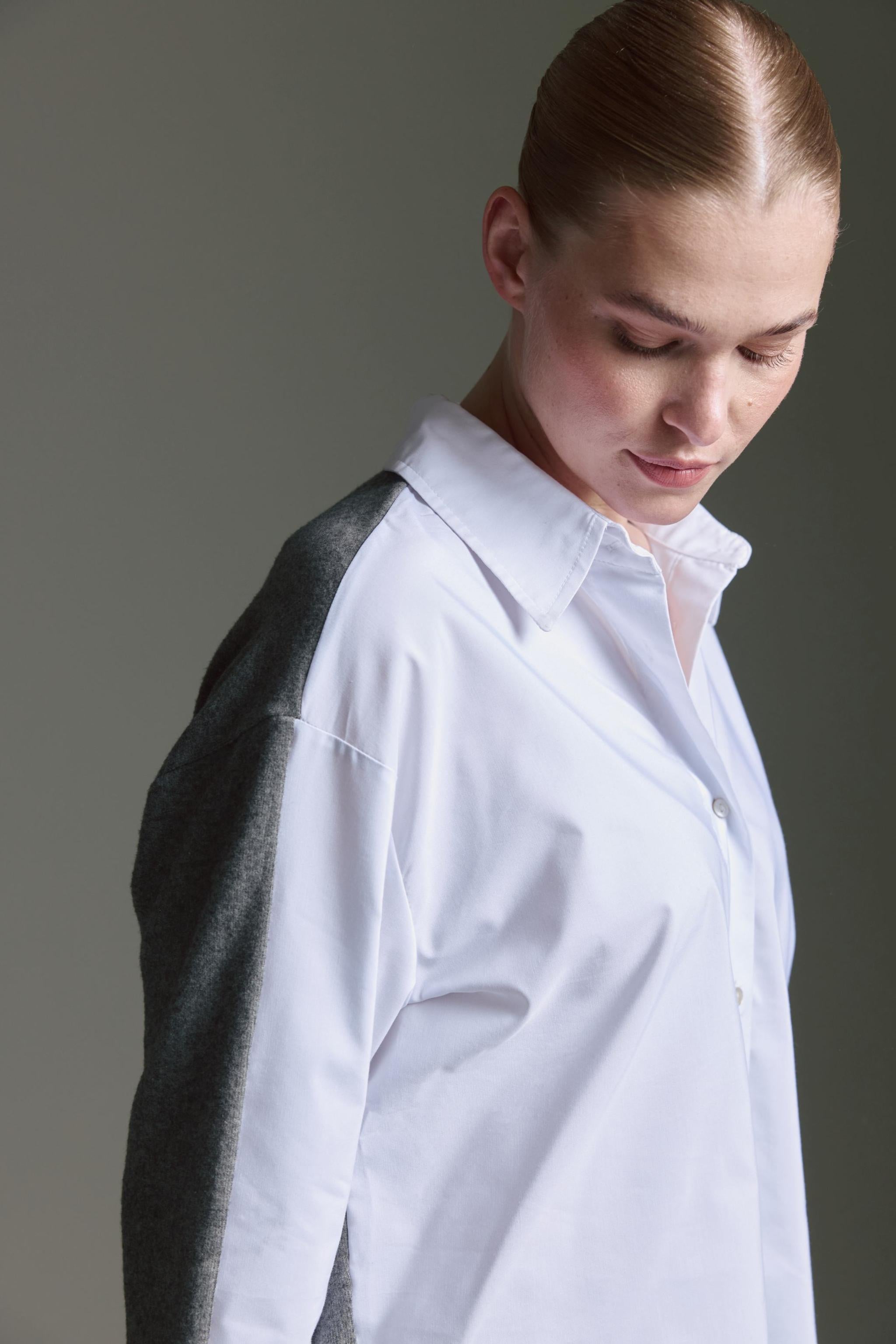 Oversized Bluse Mit Soft Touch Material-Mix