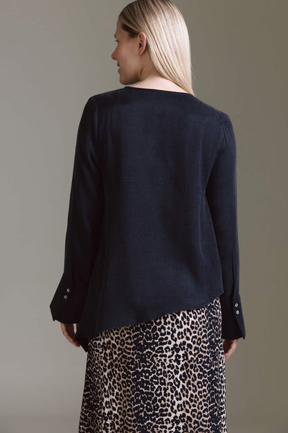 Gewaschene Bluse Mit Überlappung