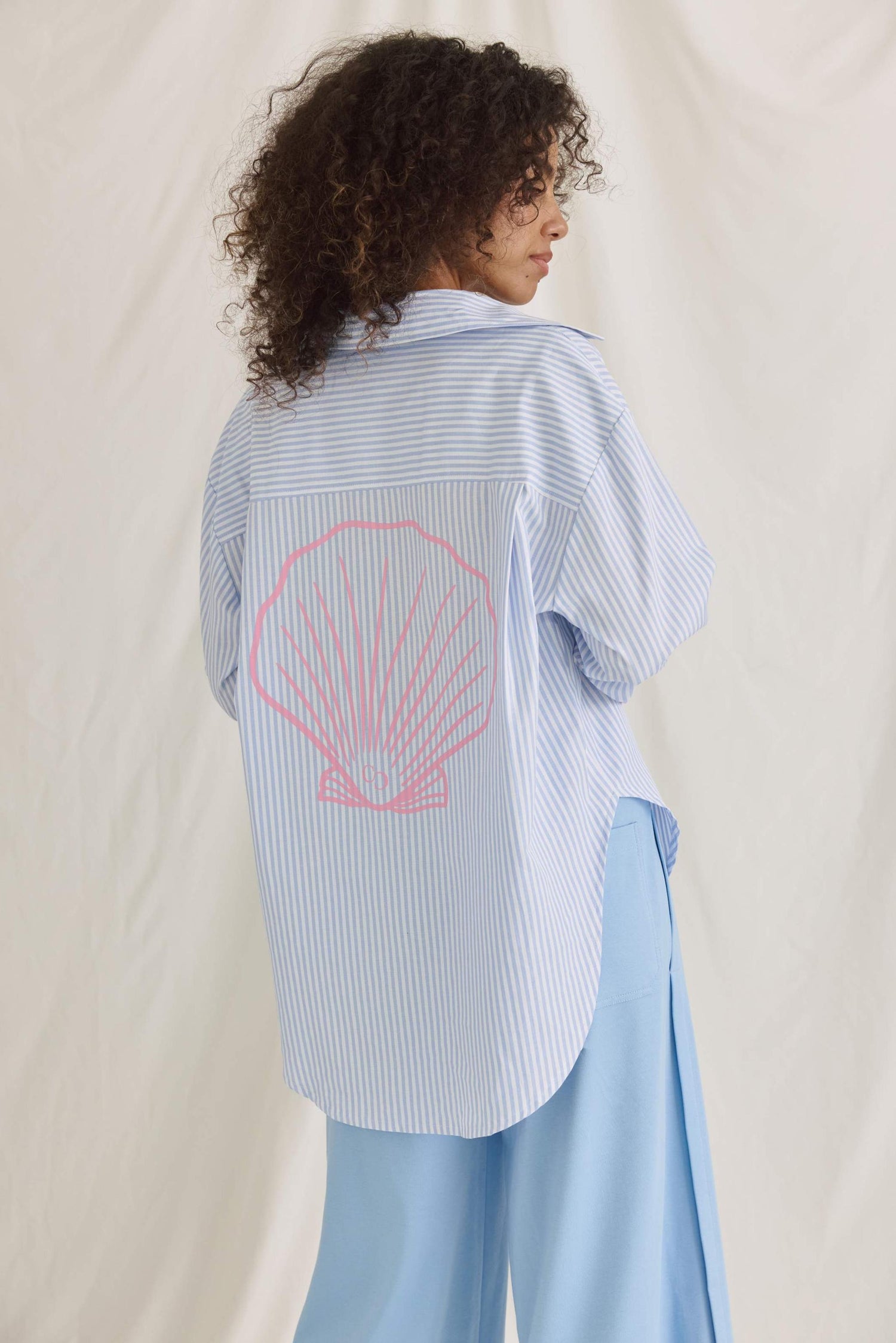 Gestreifte Bluse Mit Slogan Druck