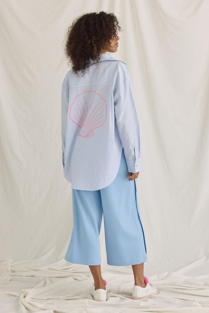 Gestreifte Bluse Mit Slogan Druck