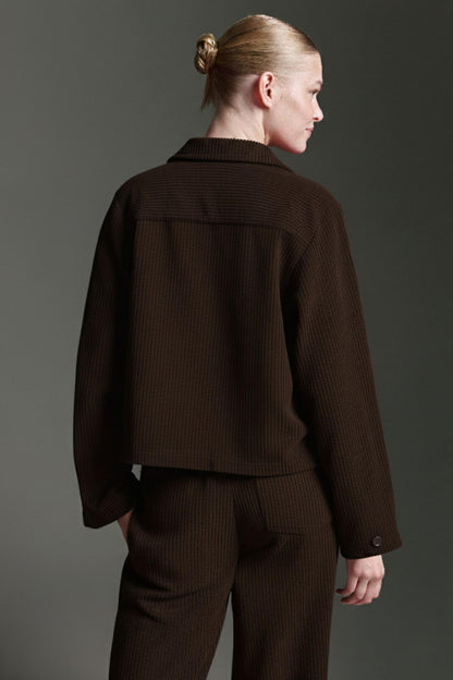 Cropped Cordjacke Mit Brusttasche Und Ärmeldetail