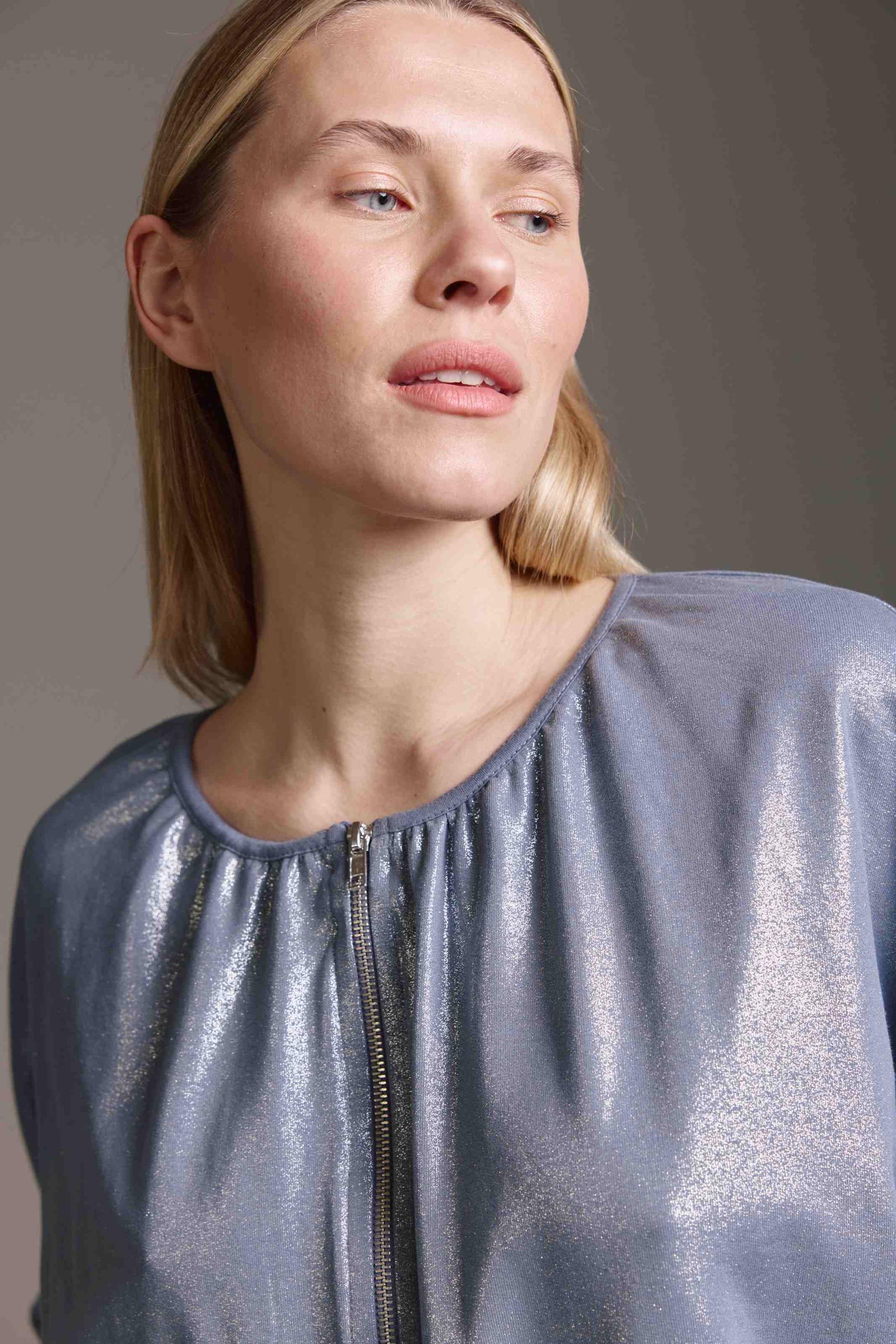 Sweatjacke Mit Tunnelzug Und Glitterprint