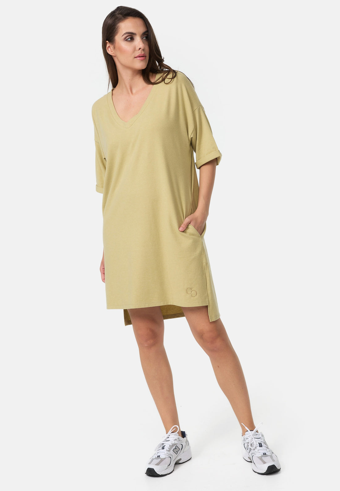 Super Softes Cocoon Kleid Mit V-Hals