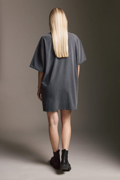 Gewaschenes Kleid Mit Logo Applikation
