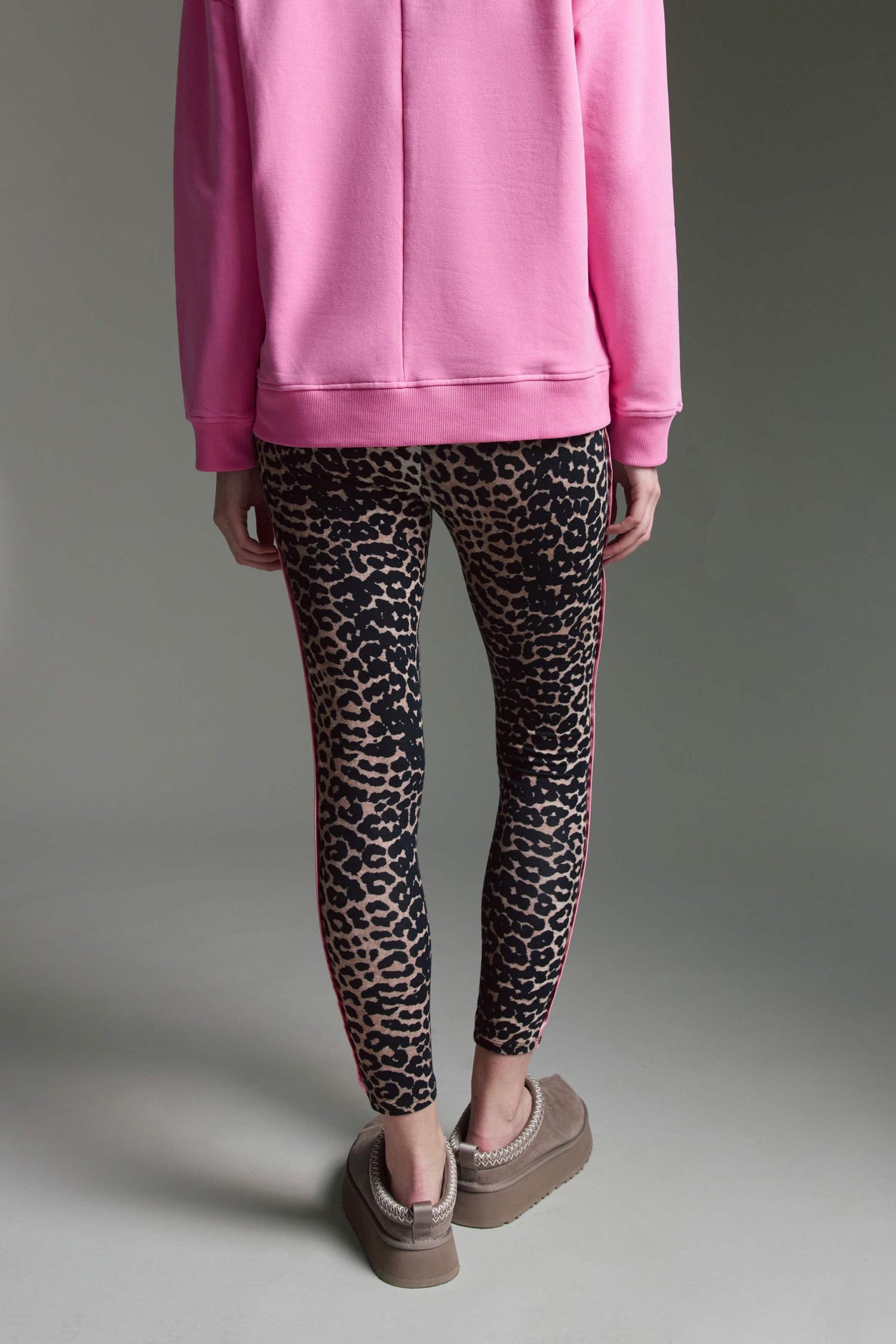 Softe Leggins Mit Hohem Bund, Leo Aop Und Kontrastpaspel