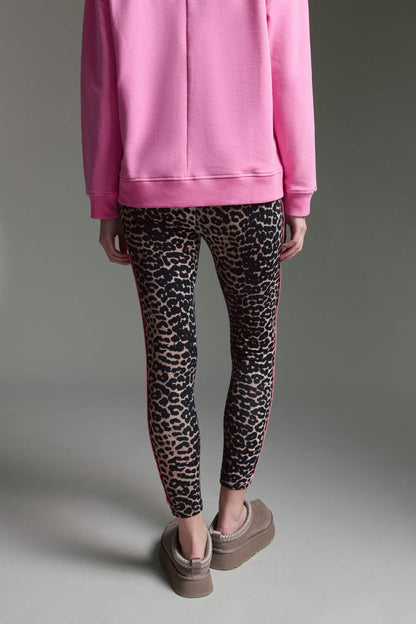 Softe Leggins Mit Hohem Bund, Leo Aop Und Kontrastpaspel