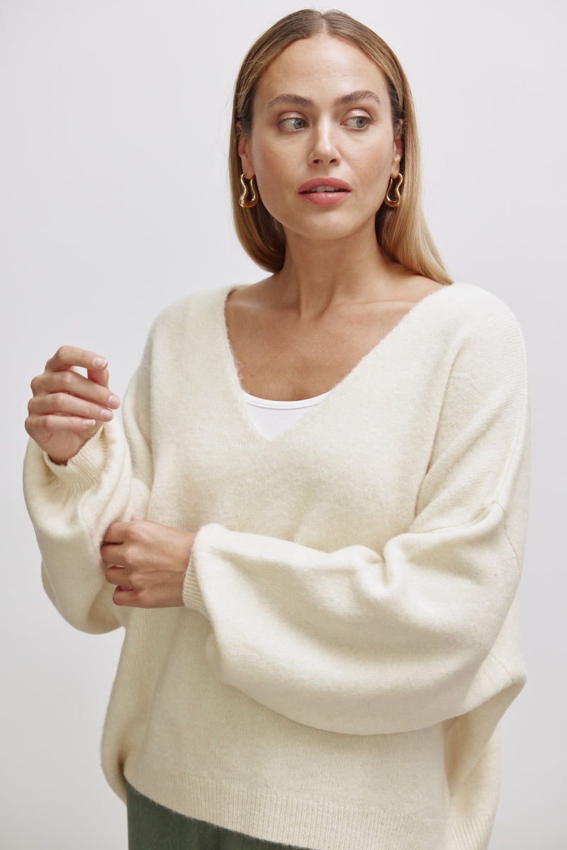 Oversized Pullover Mit V-Hals