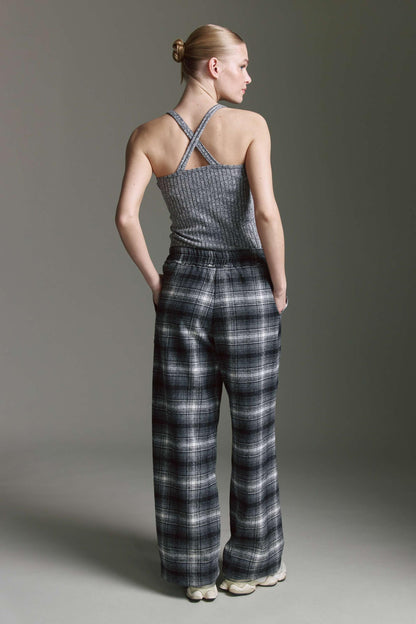 Karo Hose Mit Weitem Bein