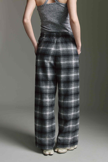 Karo Hose Mit Weitem Bein