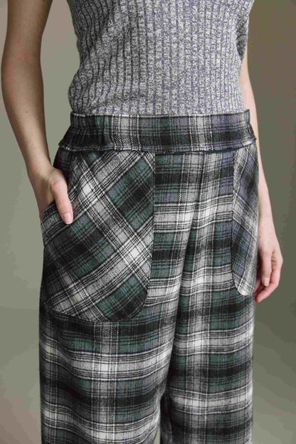 Karo Hose Mit Weitem Bein