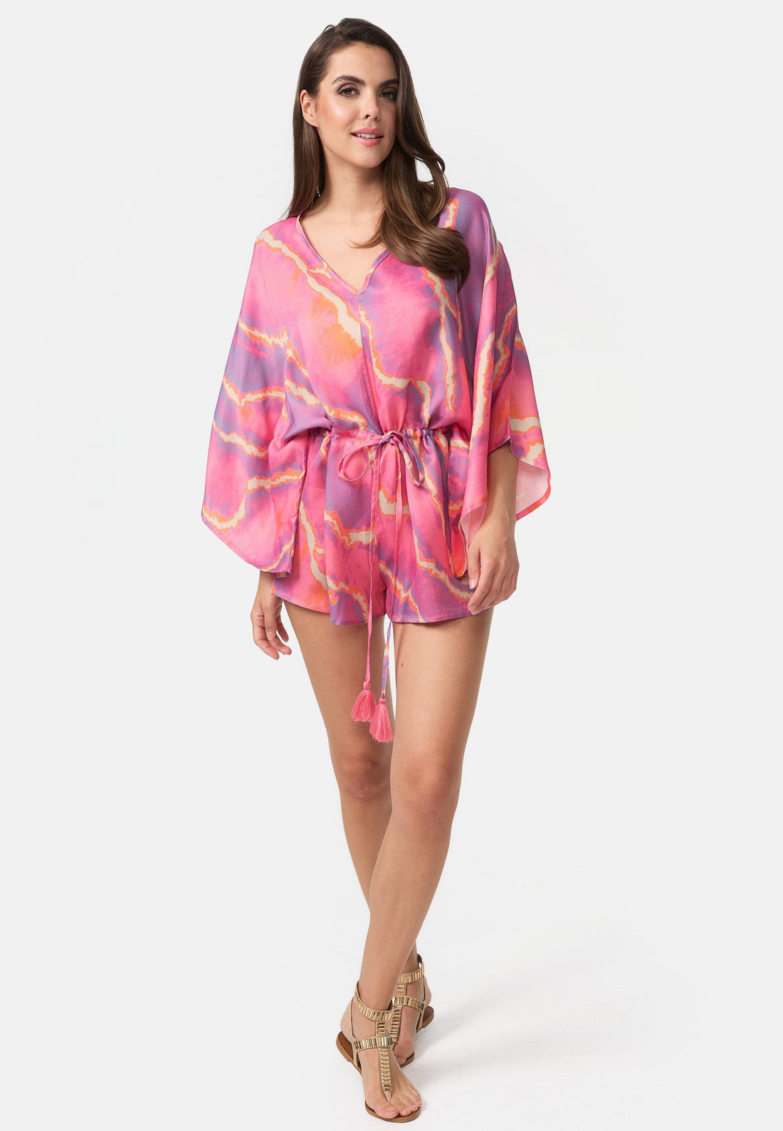 Satin Romper Mit Marble Aop