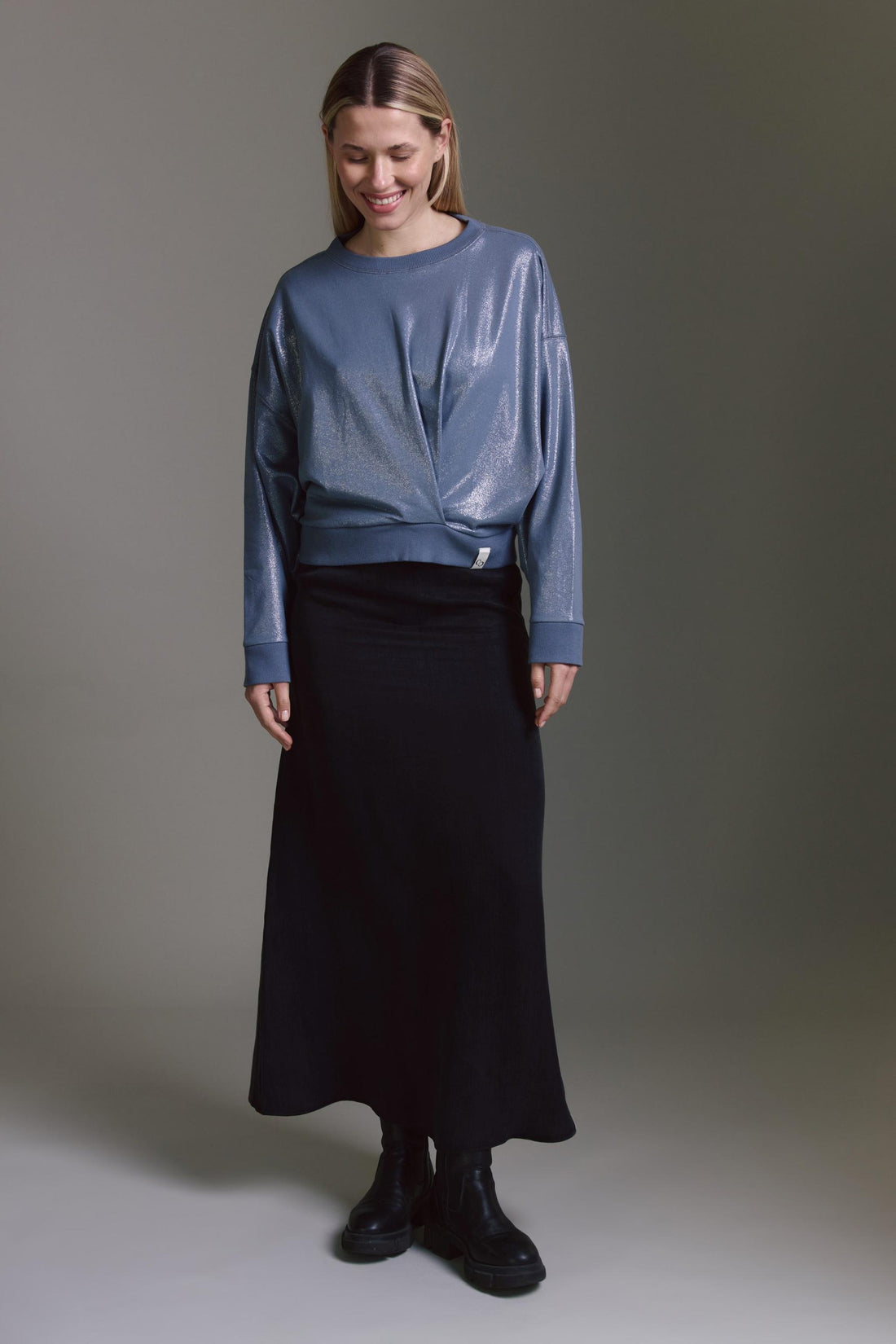Sweatshirt Mit Gerafftem Detail Und Glitterprint